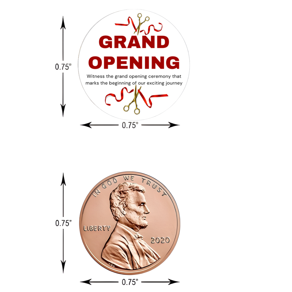 Grand Opening Candy Kiss Stickers | Ribbon Cutting Party Decor | 100 Count| Glossy