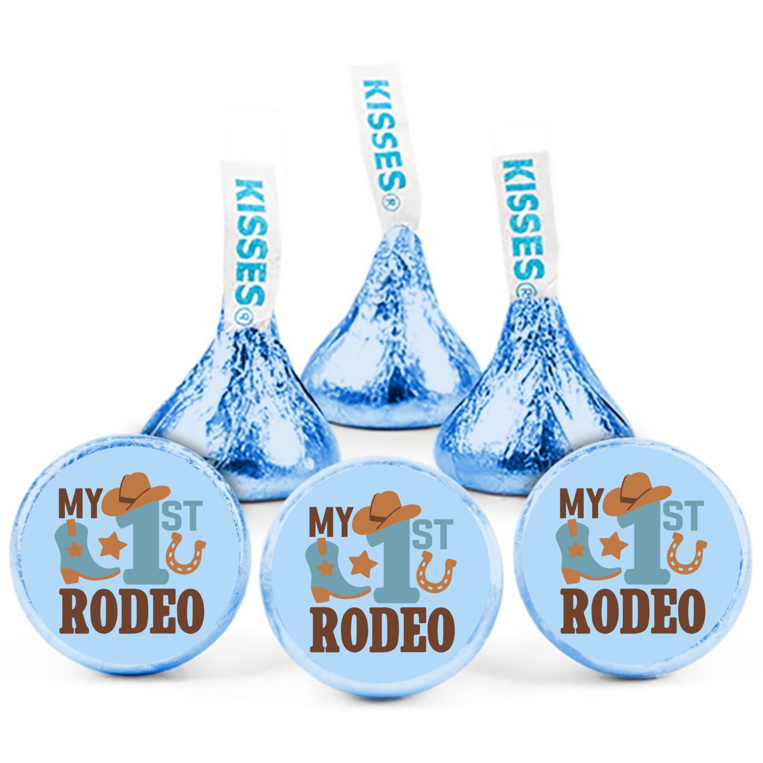 My 1st Rodeo Kiss Candy Stickers | Boys Cowboy Birthday Party Treat Decorations | 100ct| Glossy| Peel And Stick