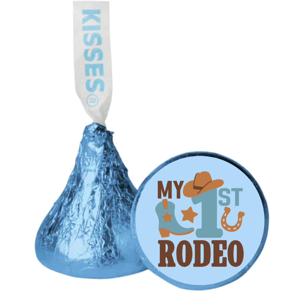 My 1st Rodeo Kiss Candy Stickers | Boys Cowboy Birthday Party Treat Decorations | 100ct| Glossy| Peel And Stick