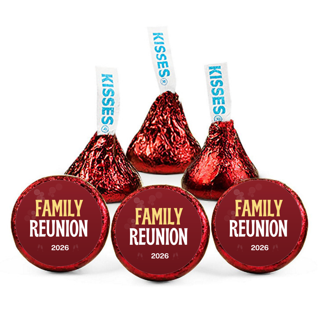 Family Reunion 2026 Kiss Candy Stickers | Reunion Favors | Family Gathering Party Table Accents | Glossy|100ct