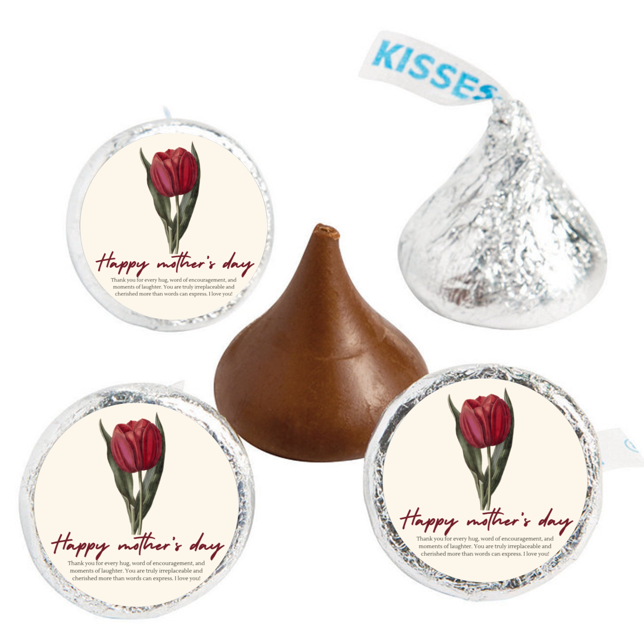 Happy Mother’s Day Candy Stickers | Kiss Bottom Labels | Glossy | Self Adhesive | 100ct