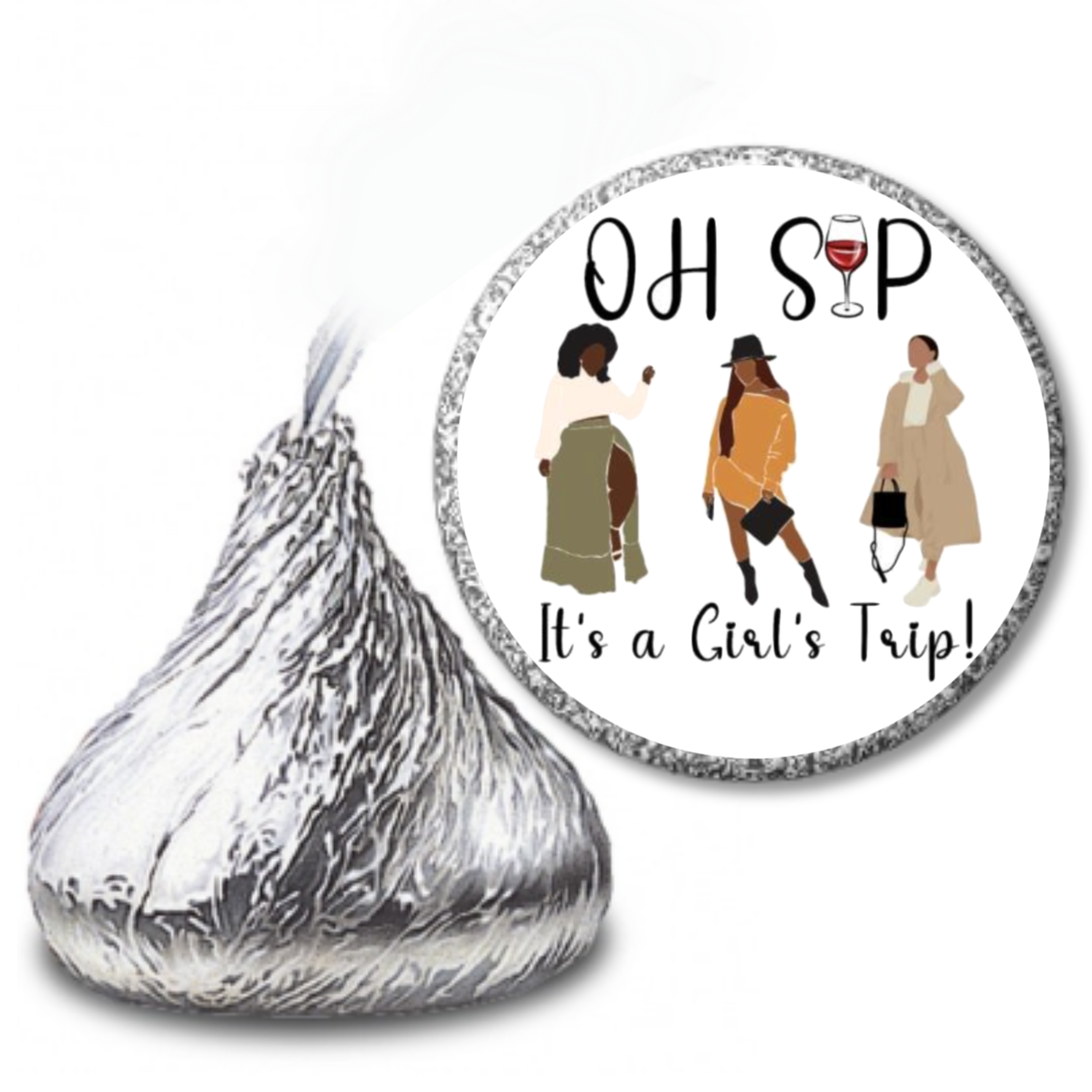 Oh Sip, It's A Girls Trip Candy Decor| Girls Weekend Candy Labels| Girls Trip Candy Favors| Chocolate Kiss Labels | 100ct