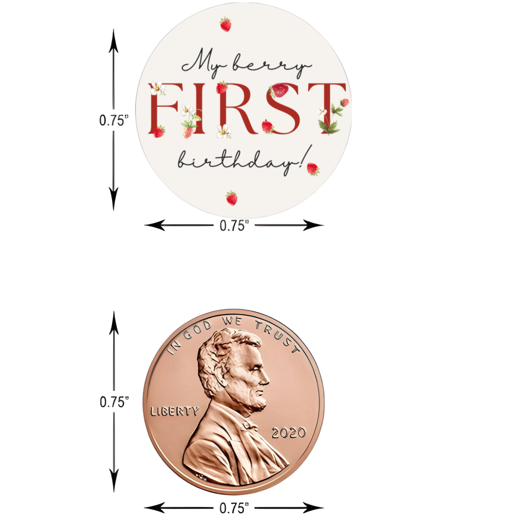 My Berry First Birthday Candy Kiss Stickers | Strawberry First Birthday Decor| 0.75in | Glossy