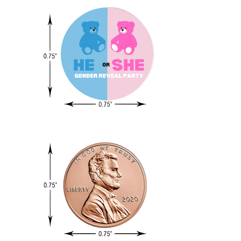 He Or She? |Gender Reveal Candy Kiss Decals | 100ct| Teddy Bear Theme| Glossy