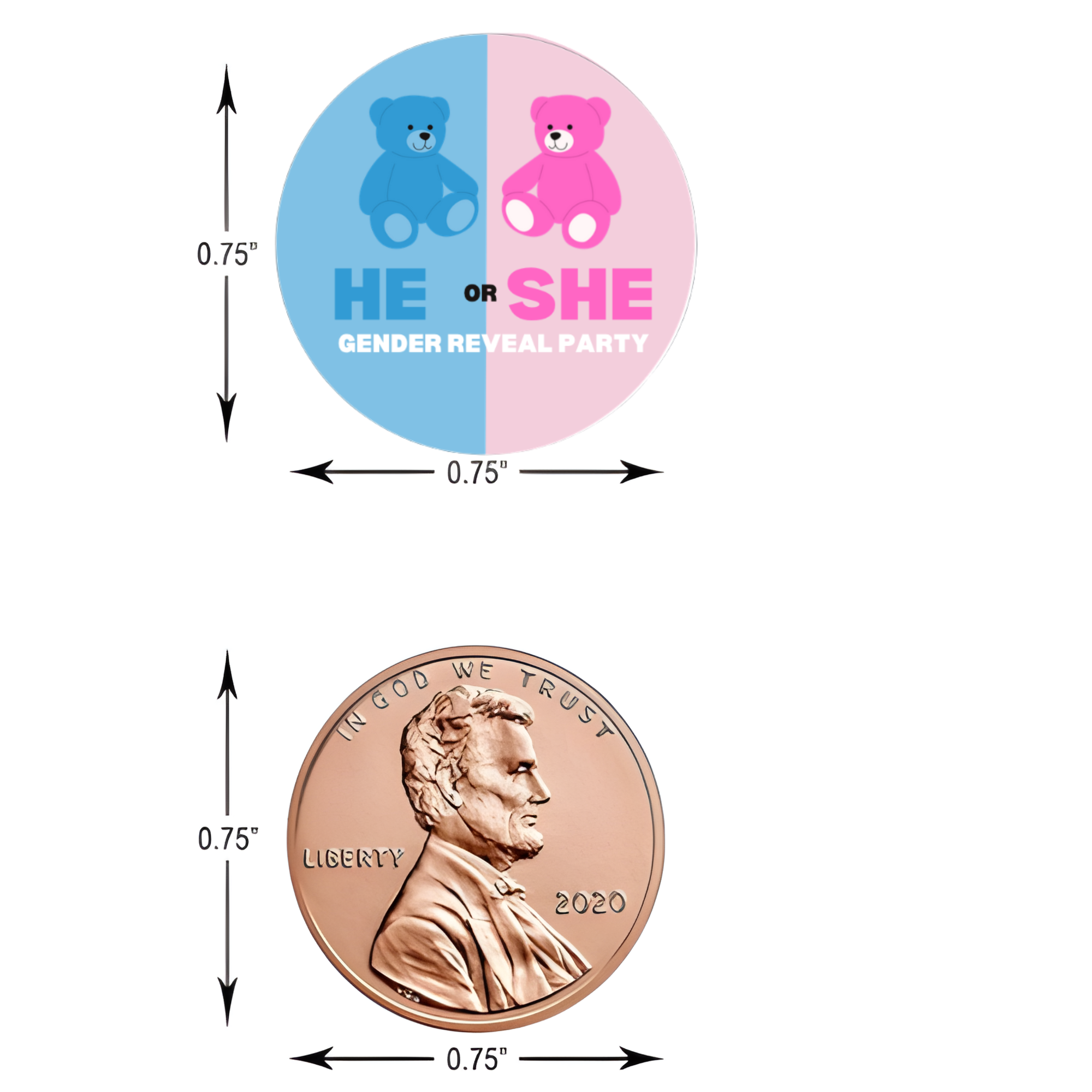 He Or She? |Gender Reveal Candy Kiss Decals | 100ct| Teddy Bear Theme| Glossy