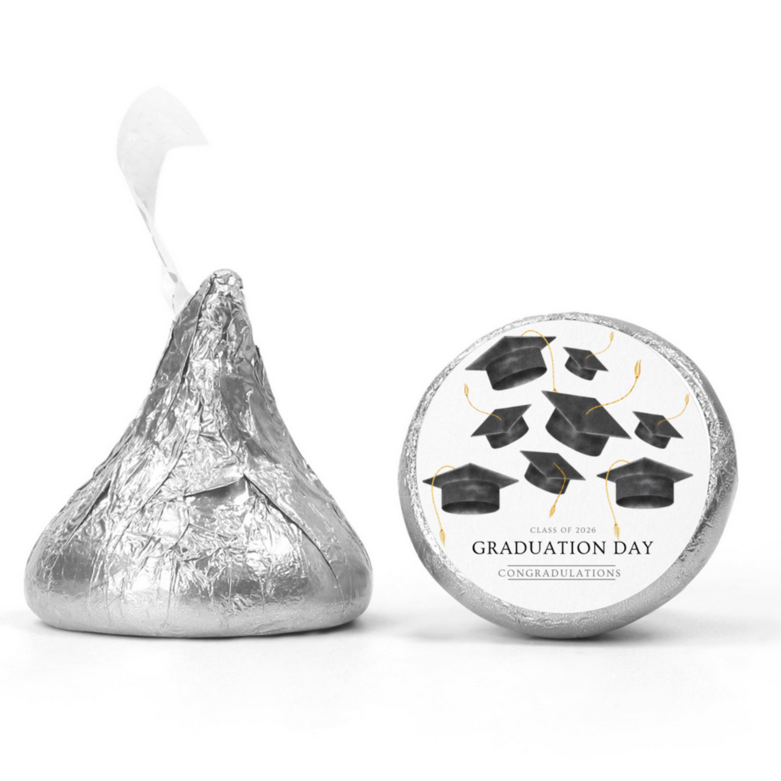 Graduation Party Kiss Candy Stickers | Class of 2026 Graduation Day Congratulations | Glossy| Self Adhesive | 100ct