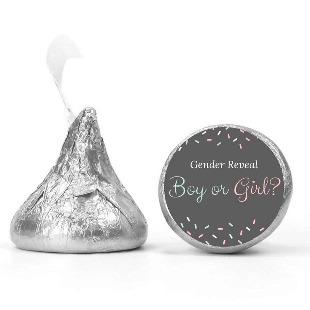 Boy Or Girl Candy Kiss Stickers | Gender Reveal Party Decor | 100 Count | Glossy