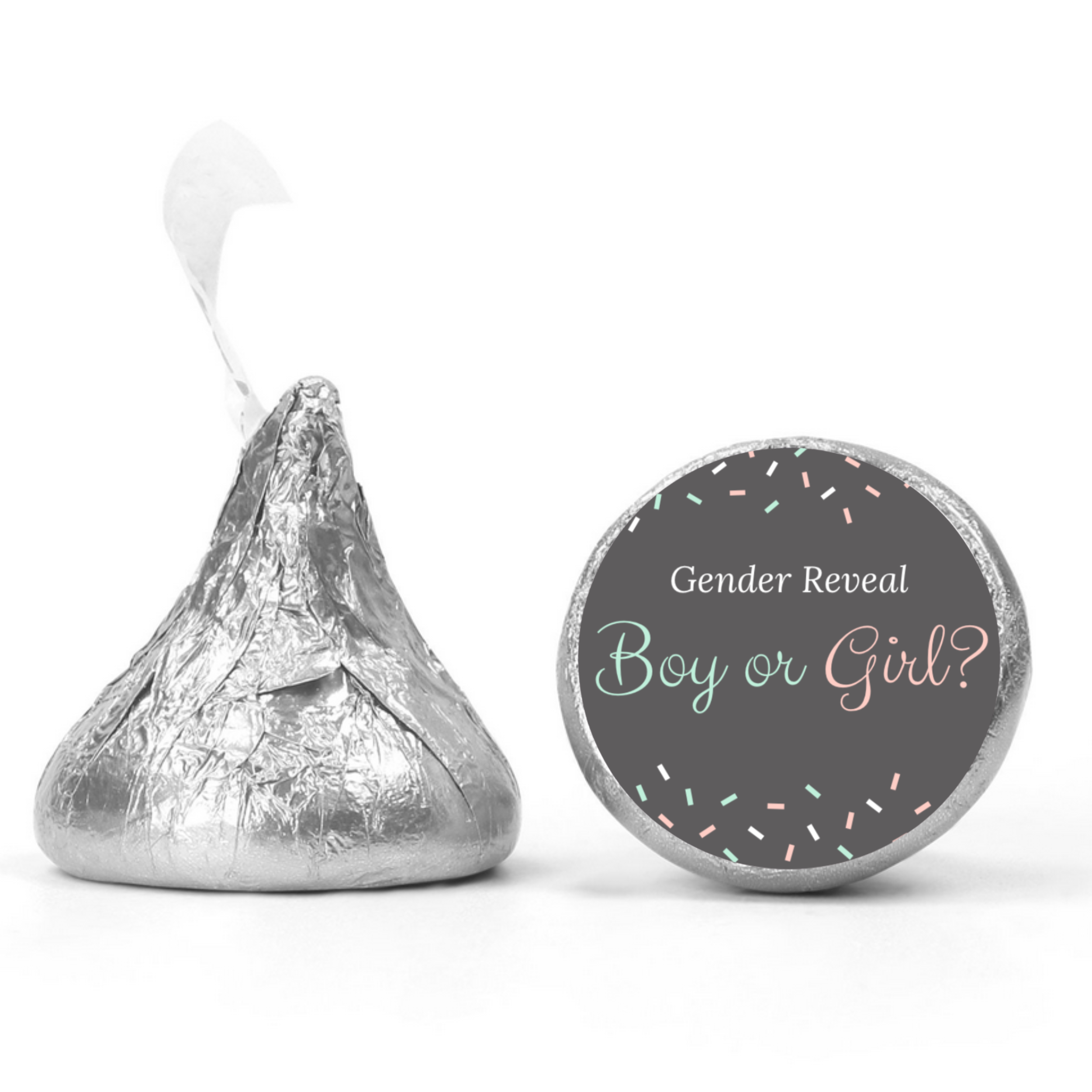 Boy Or Girl Candy Kiss Stickers | Gender Reveal Party Decor | 100 Count | Glossy