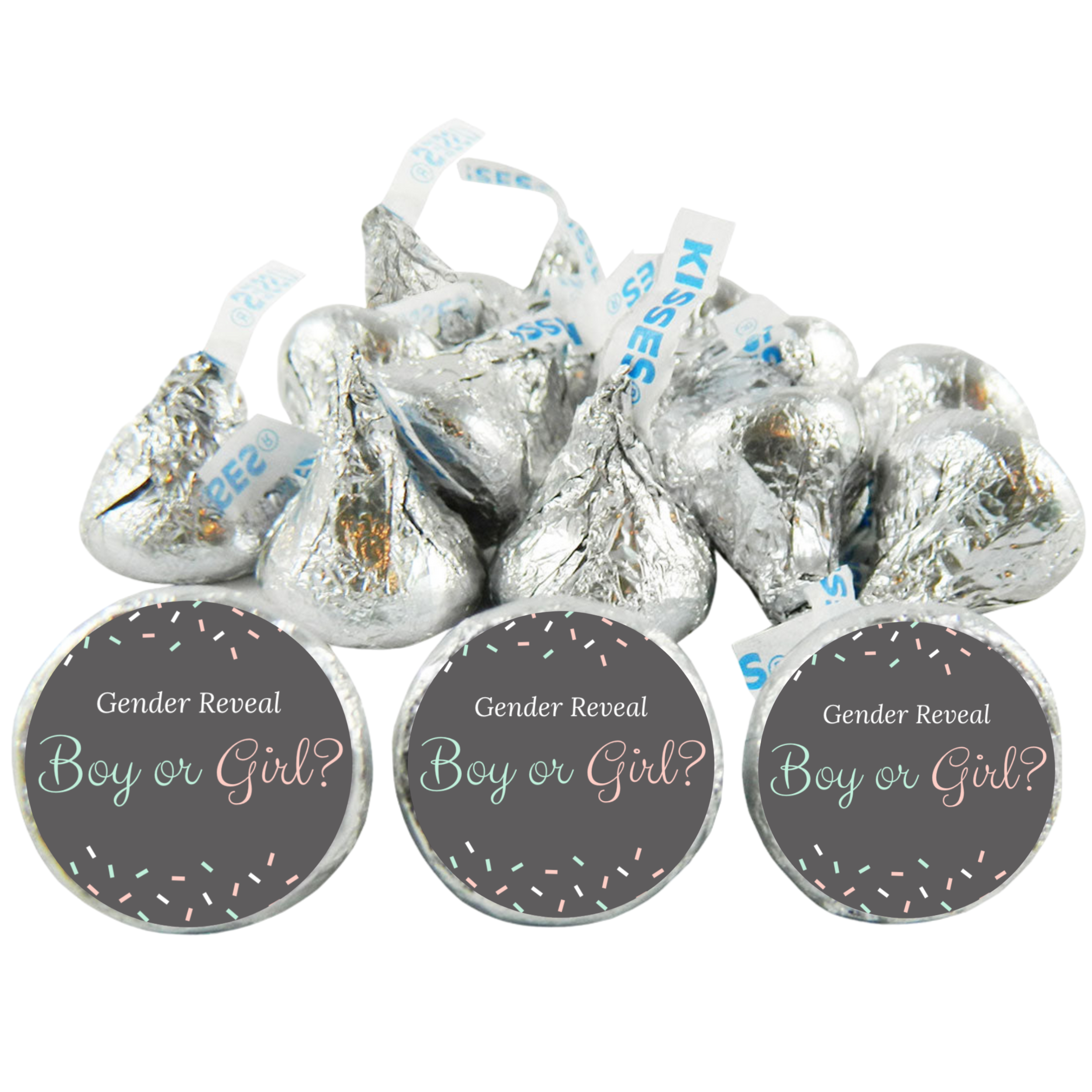 Boy Or Girl Candy Kiss Stickers | Gender Reveal Party Decor | 100 Count | Glossy