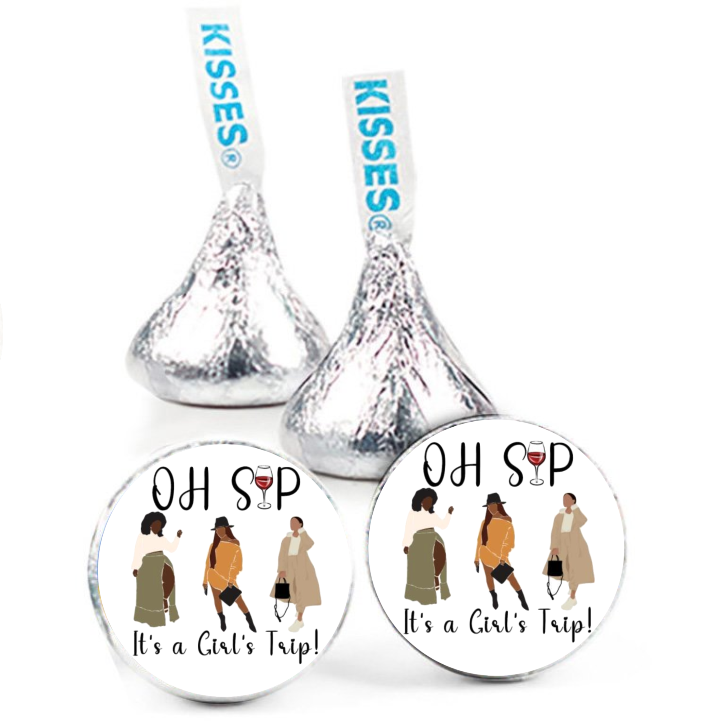 Oh Sip, It's A Girls Trip Candy Decor| Girls Weekend Candy Labels| Girls Trip Candy Favors| Chocolate Kiss Labels | 100ct