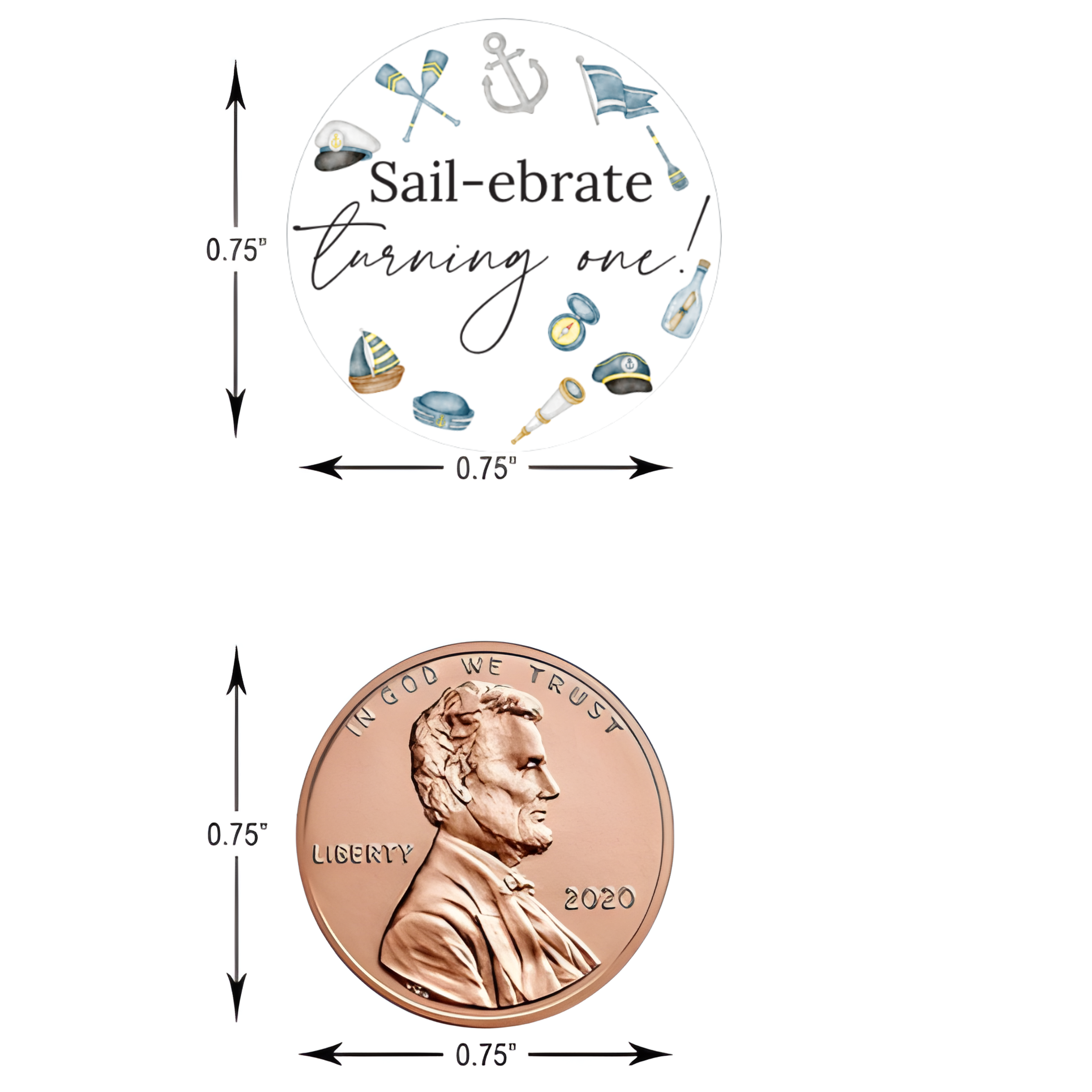 Sail-ebrate Nautical First Birthday Candy Stickers | Boat Theme Party Decor