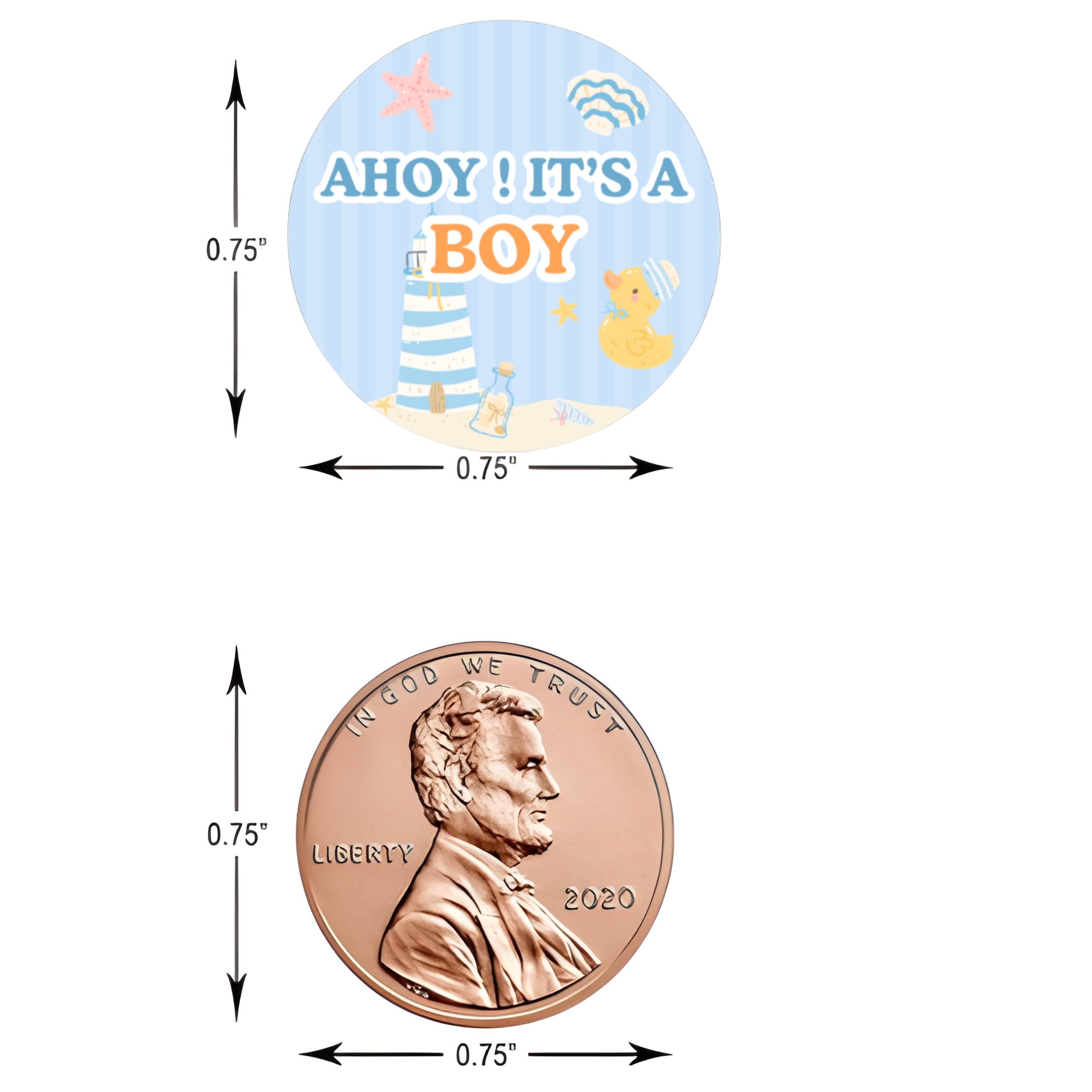 Ahoy Its a Boy Stickers | Nautical Baby Shower Decor | Candy Kiss Labels | Glossy| 100ct