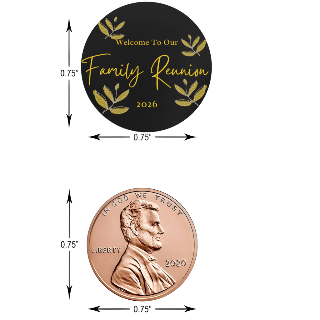 Welcome To Our Family Reunion 2026 Candy Stickers | Black And Gold | Elegant Reunion Favors