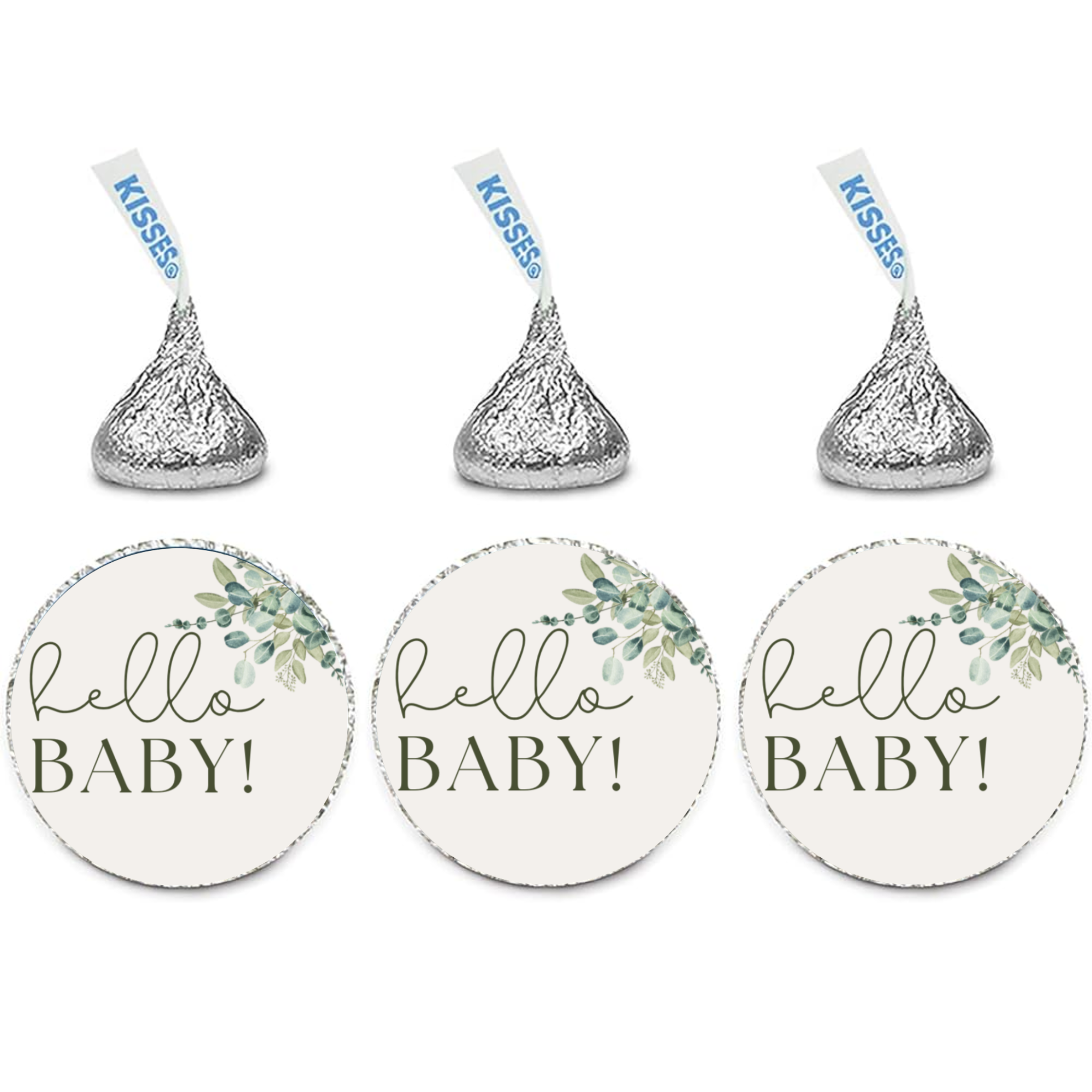 Hello Baby Candy Stickers | Floral Baby Shower Decor | Flower Candy Labels | Glossy  | 100ct