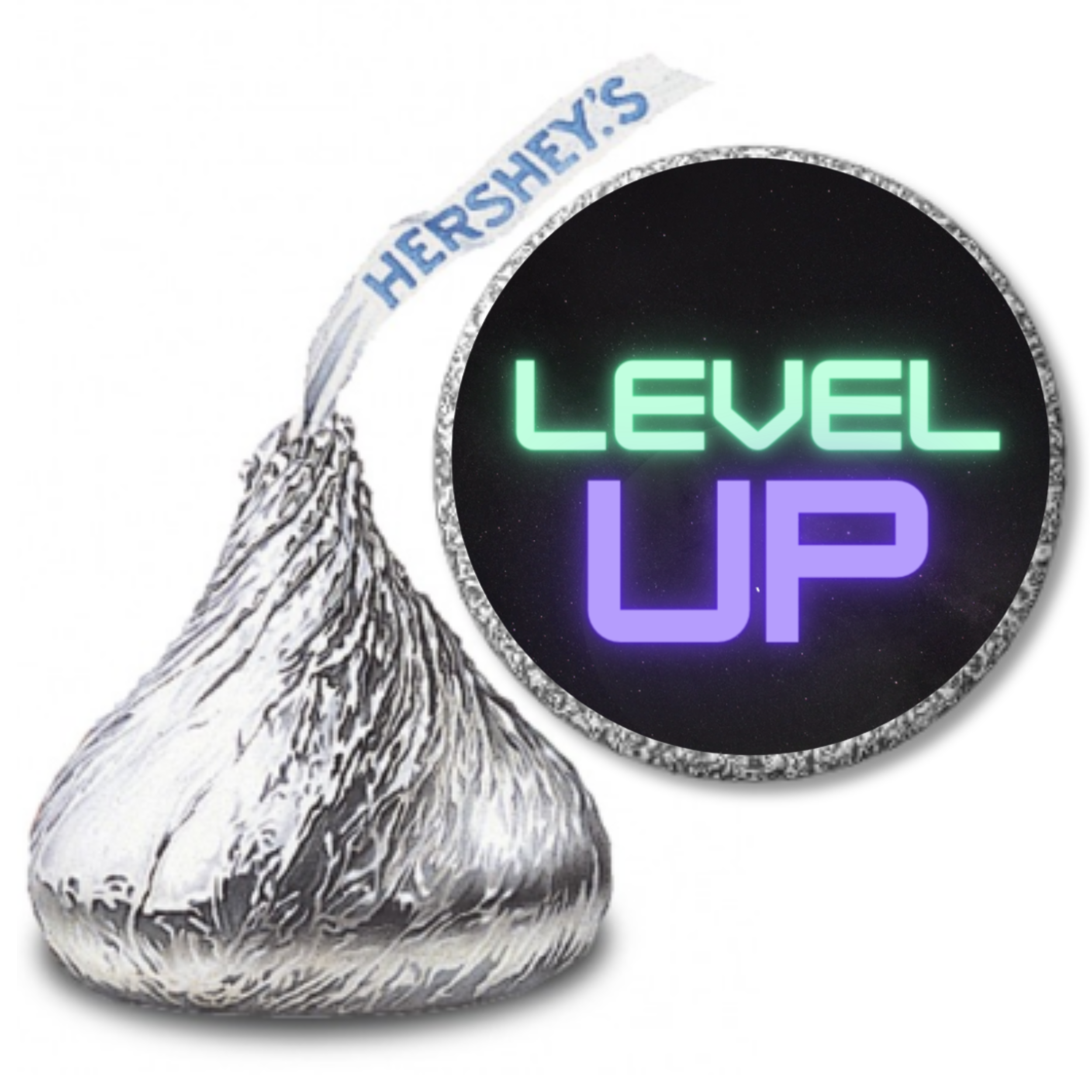 Level Up Candy Kiss Stickers | Boys Gaming Birthday Party Decor | 100 Count