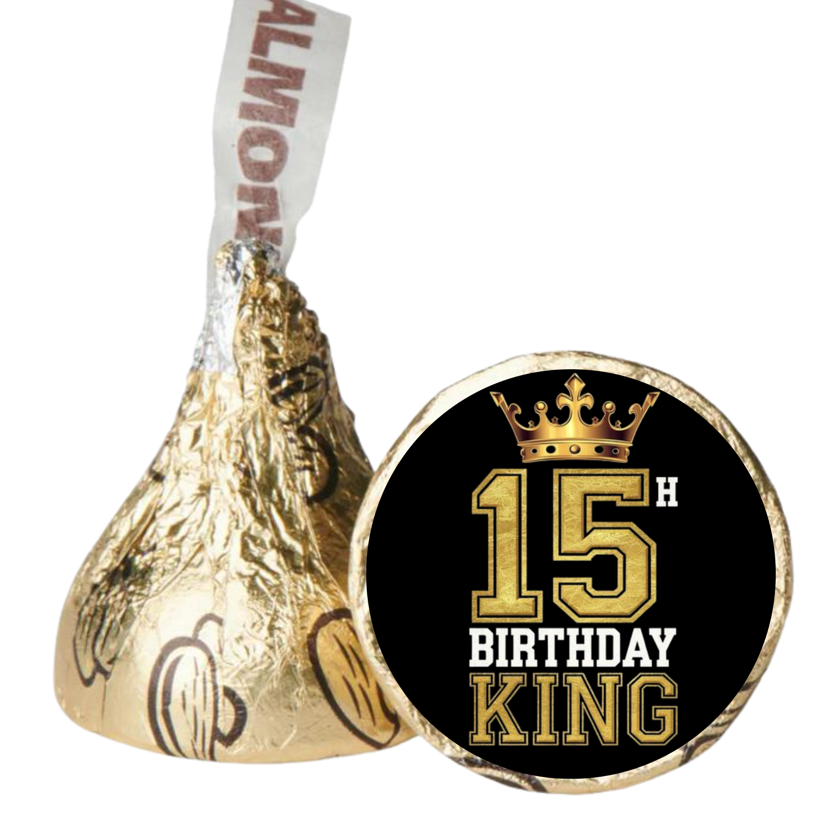 Boys 15th Birthday King | Mini Kiss Labels | Boys Birthday Favors| 100ct| Fifteenth Birthday Decor