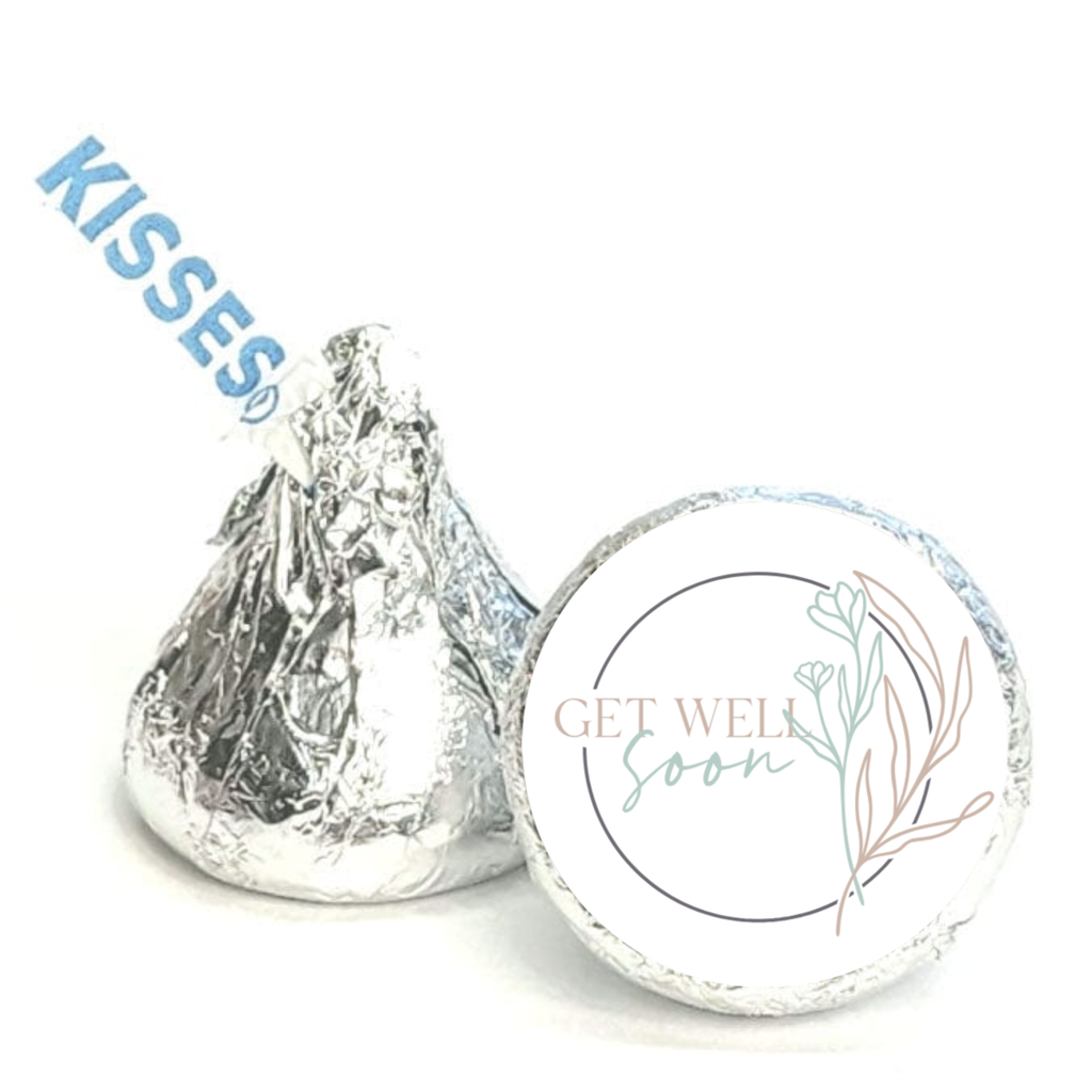 Get Well Soon Kiss Candy Stickers | Floral Design | Glossy|Self Adhesive Labels | Set of 100