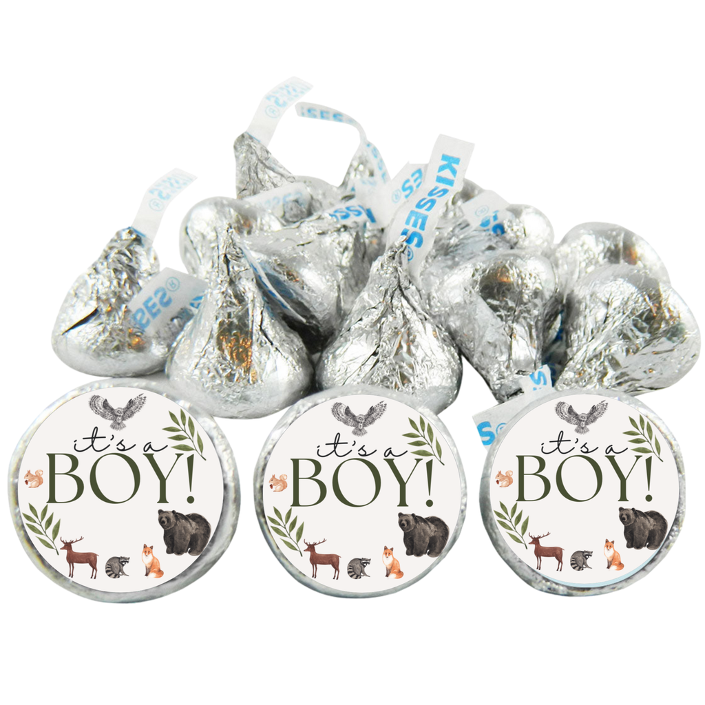 Safari Baby Shower Kiss Candy Stickers | It's a Boy| Wild Animal Theme | Glossy| Self Adhesive Labels|100ct