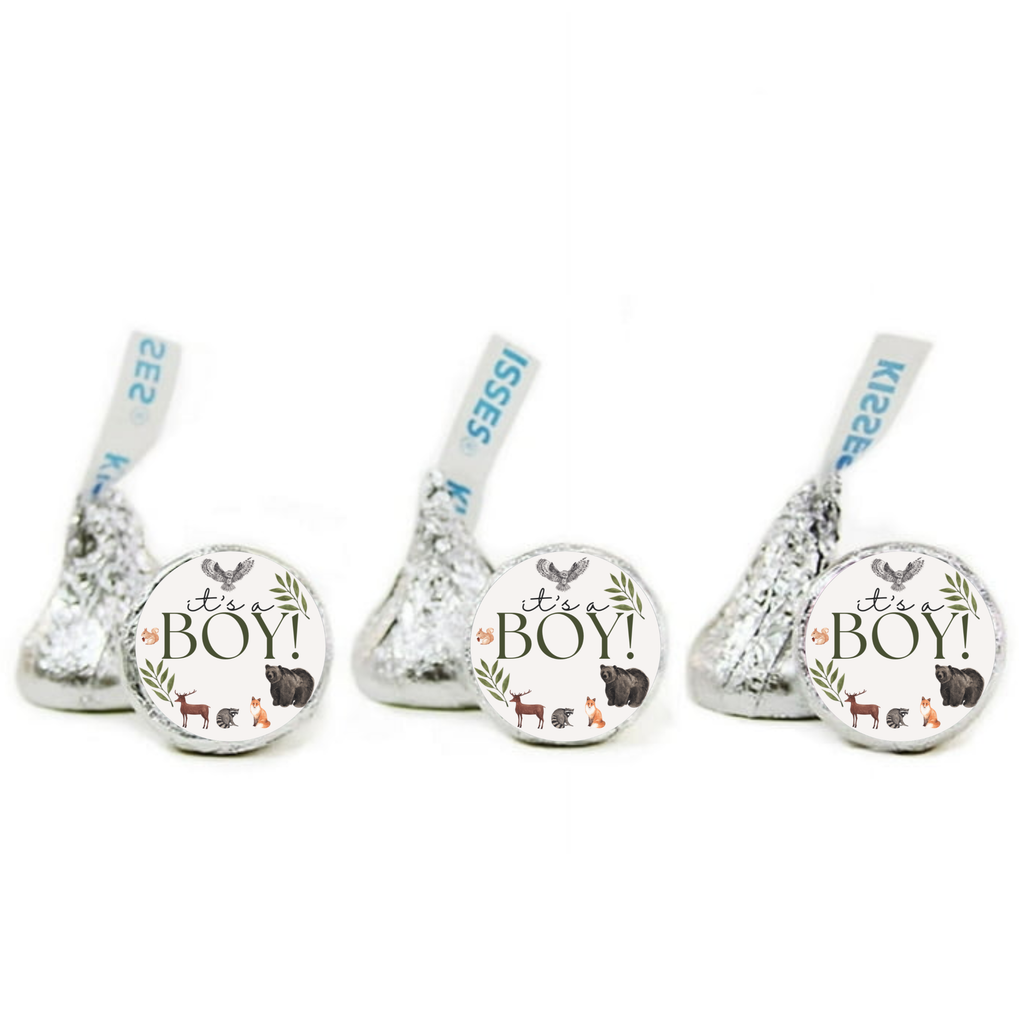 Safari Baby Shower Kiss Candy Stickers | It's a Boy| Wild Animal Theme | Glossy| Self Adhesive Labels|100ct