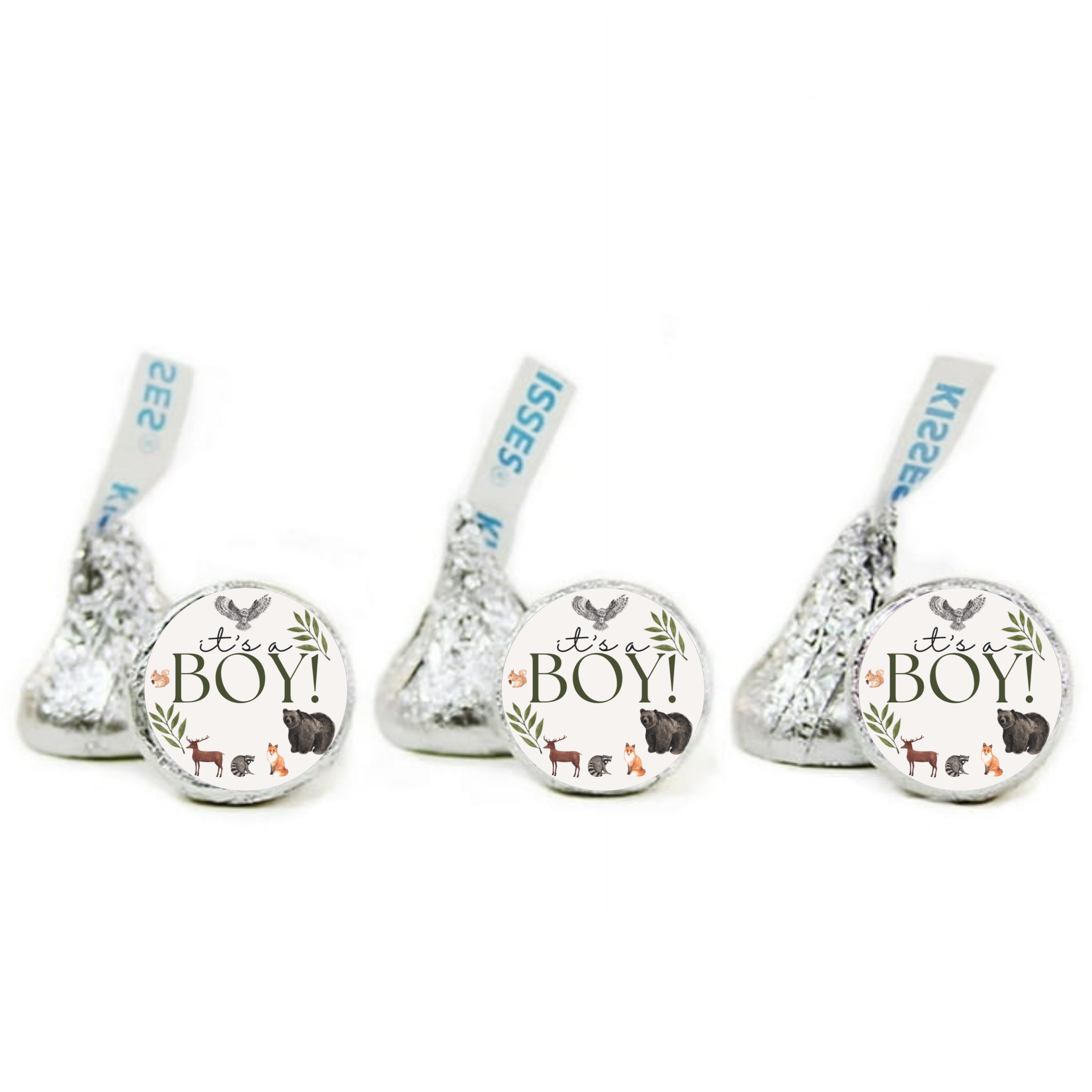 Safari Baby Shower Kiss Candy Stickers | It's a Boy| Wild Animal Theme | Glossy| Self Adhesive Labels|100ct