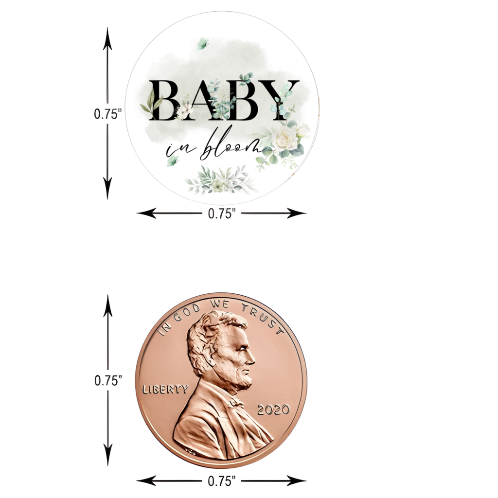 Baby In Bloom Candy Stickers | Floral Baby Shower Favors | Glossy | 100ct
