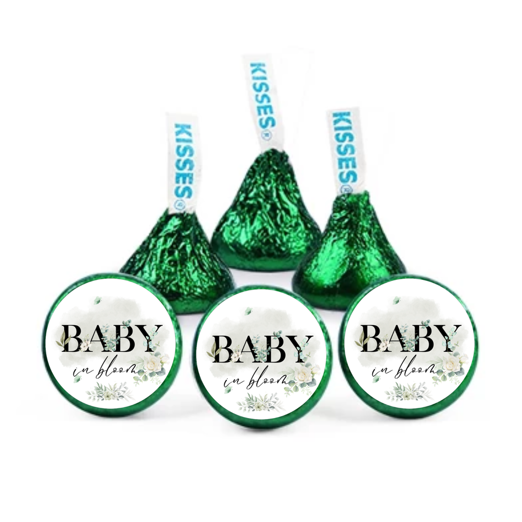 Baby In Bloom Candy Stickers | Floral Baby Shower Favors | Glossy | 100ct