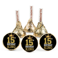 Boys 15th Birthday King | Mini Kiss Labels | Boys Birthday Favors| 100ct| Fifteenth Birthday Decor