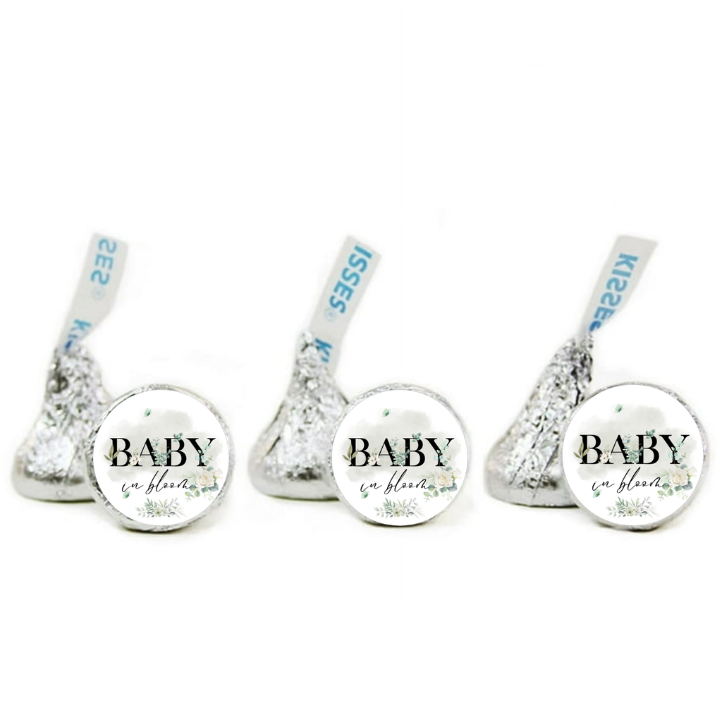 Baby In Bloom Candy Stickers | Floral Baby Shower Favors | Glossy | 100ct