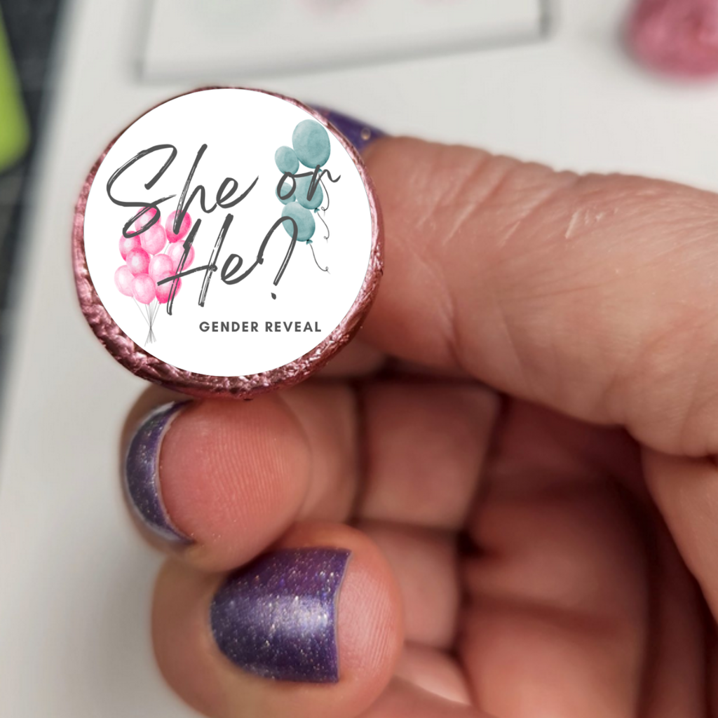 She Or He Kiss Candy Stickers | Gender Reveal Party | Glossy| 100ct