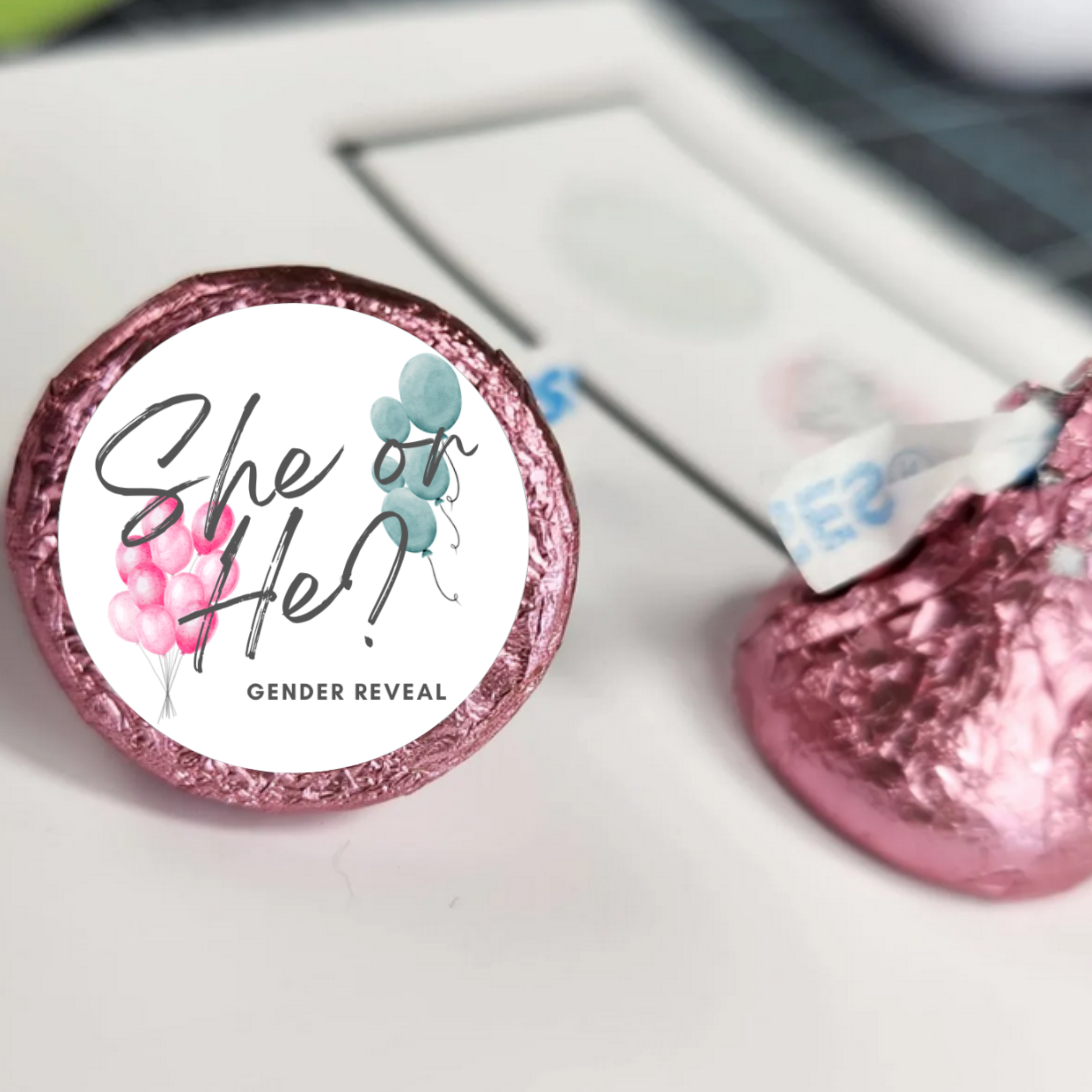She Or He Kiss Candy Stickers | Gender Reveal Party | Glossy| 100ct