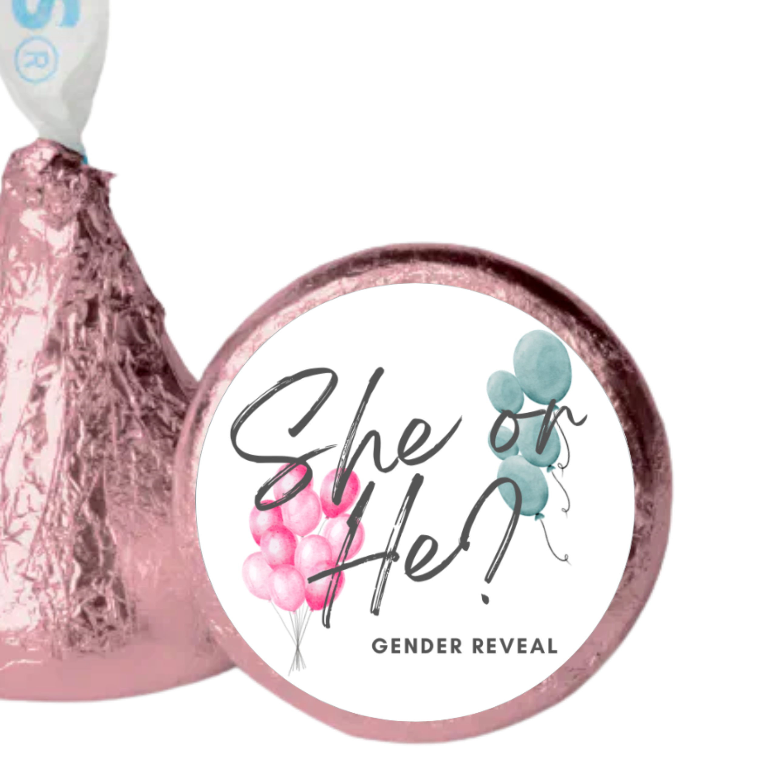 She Or He Kiss Candy Stickers | Gender Reveal Party | Glossy| 100ct