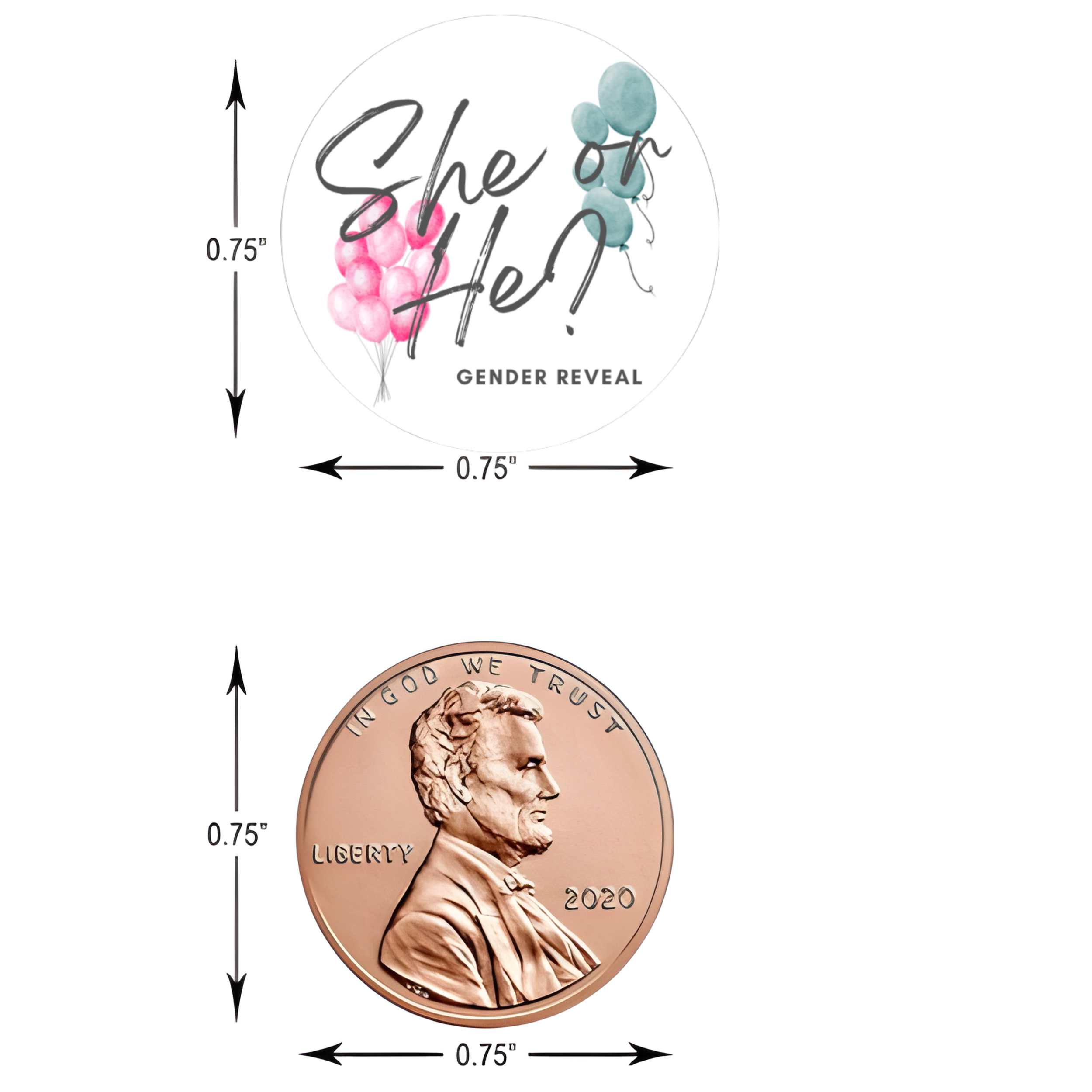 She Or He Kiss Candy Stickers | Gender Reveal Party | Glossy| 100ct