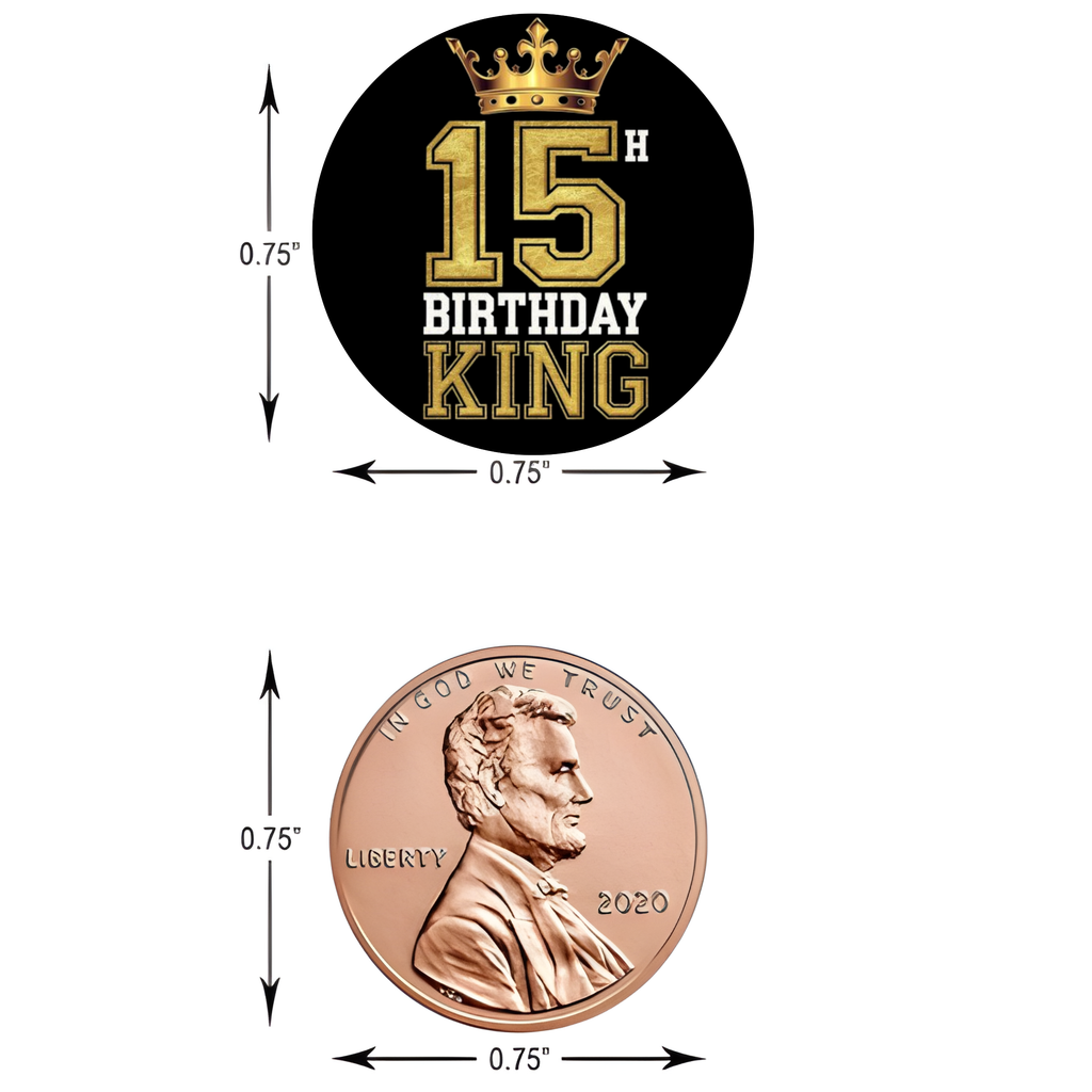 Boys 15th Birthday King | Mini Kiss Labels | Boys Birthday Favors| 100ct| Fifteenth Birthday Decor
