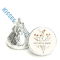 Get Well Soon Candy Kiss Stickers | Floral Get Well Decor | Glossy Vinyl | 100 Count