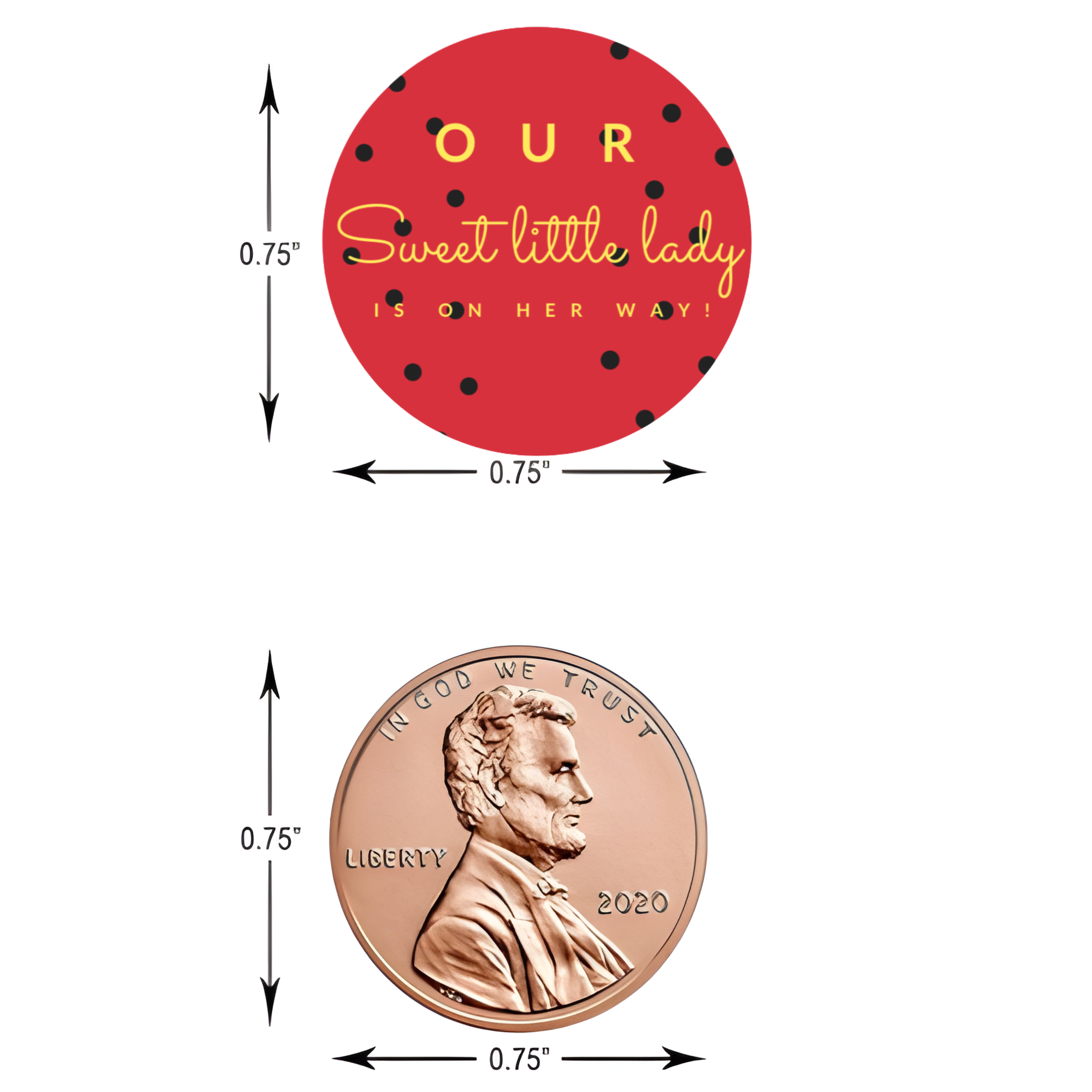 Our Sweet Little Lady is on the Way Kiss Candy Stickers| Ladybug Spots Design| Glossy Candy Stickers| 100ct