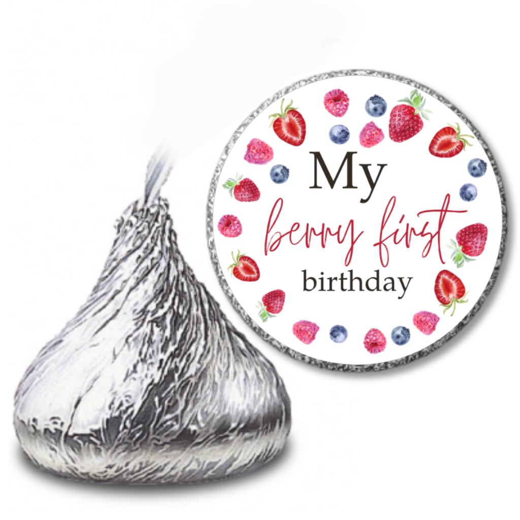 My Berry First Birthday Candy Kiss Stickers |100ct| Berry Theme| Glossy