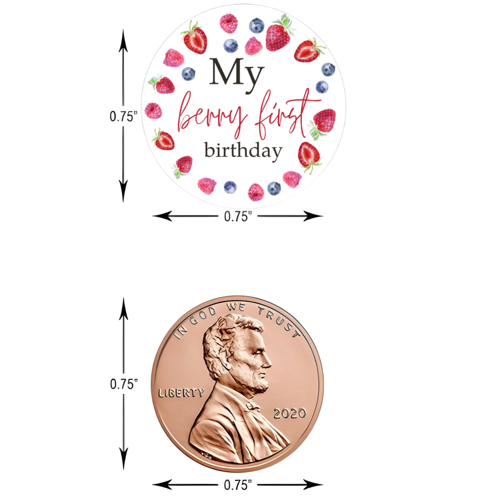 My Berry First Birthday Candy Kiss Stickers |100ct| Berry Theme| Glossy