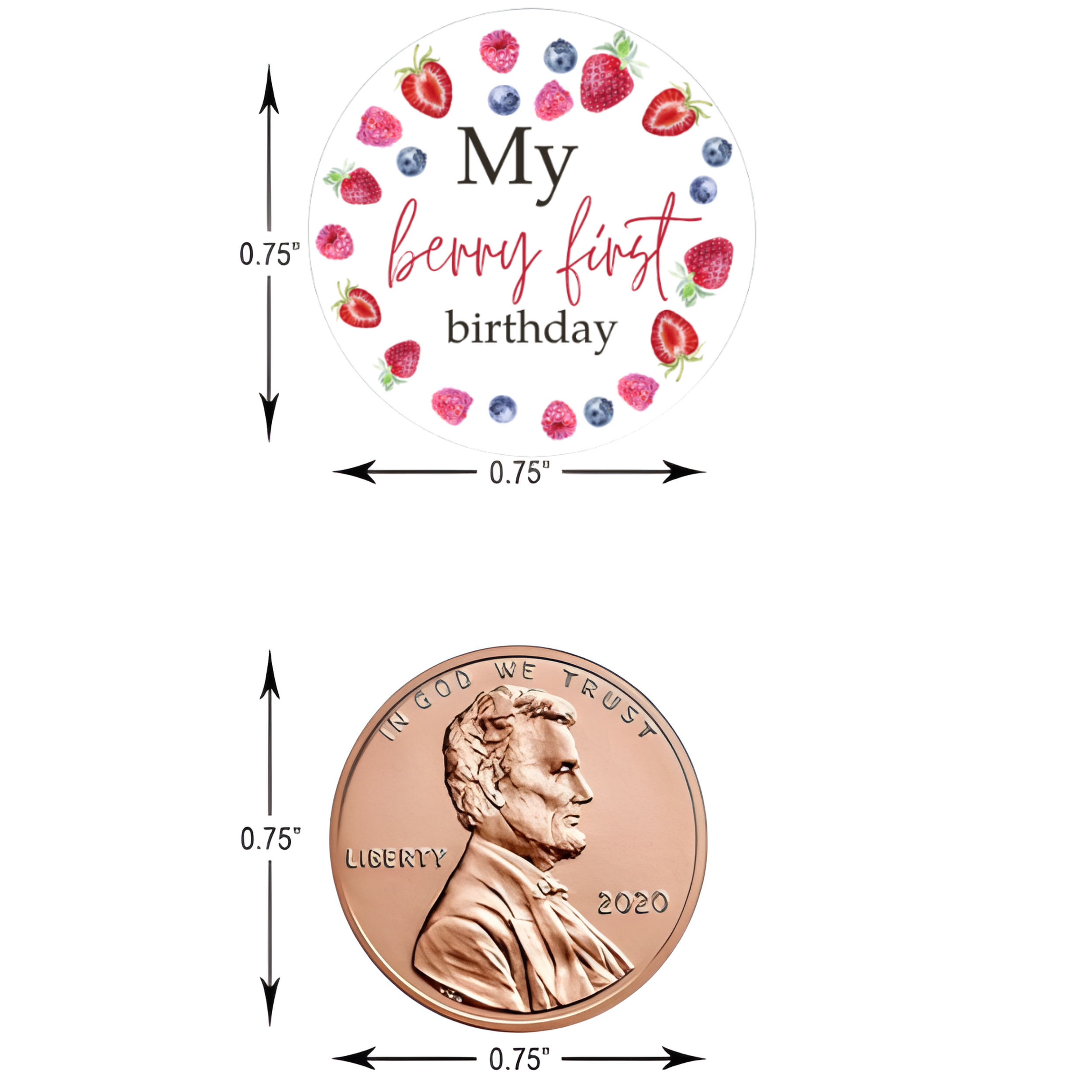 My Berry First Birthday Candy Kiss Stickers |100ct| Berry Theme| Glossy