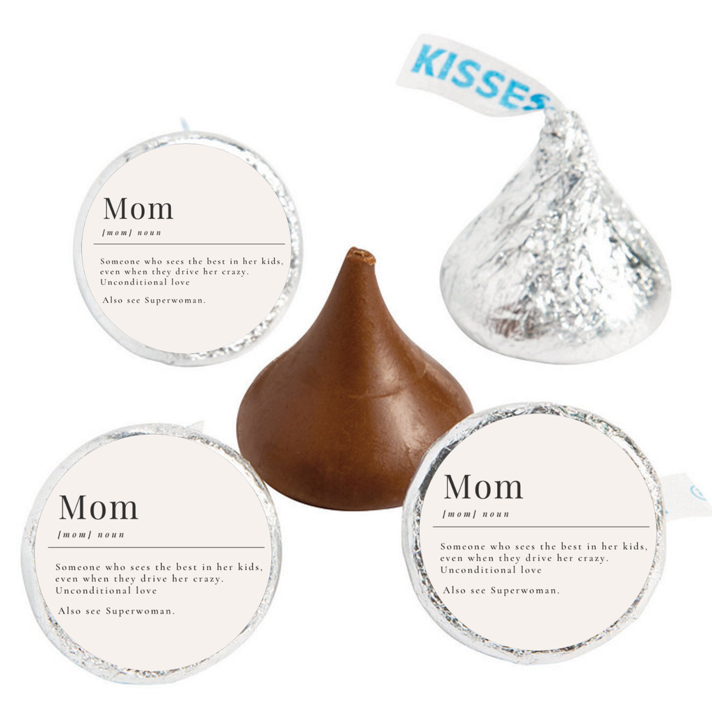 Mother’s Day Candy Kiss Stickers | Party Table Decor | Glossy Vinyl | 100 Count
