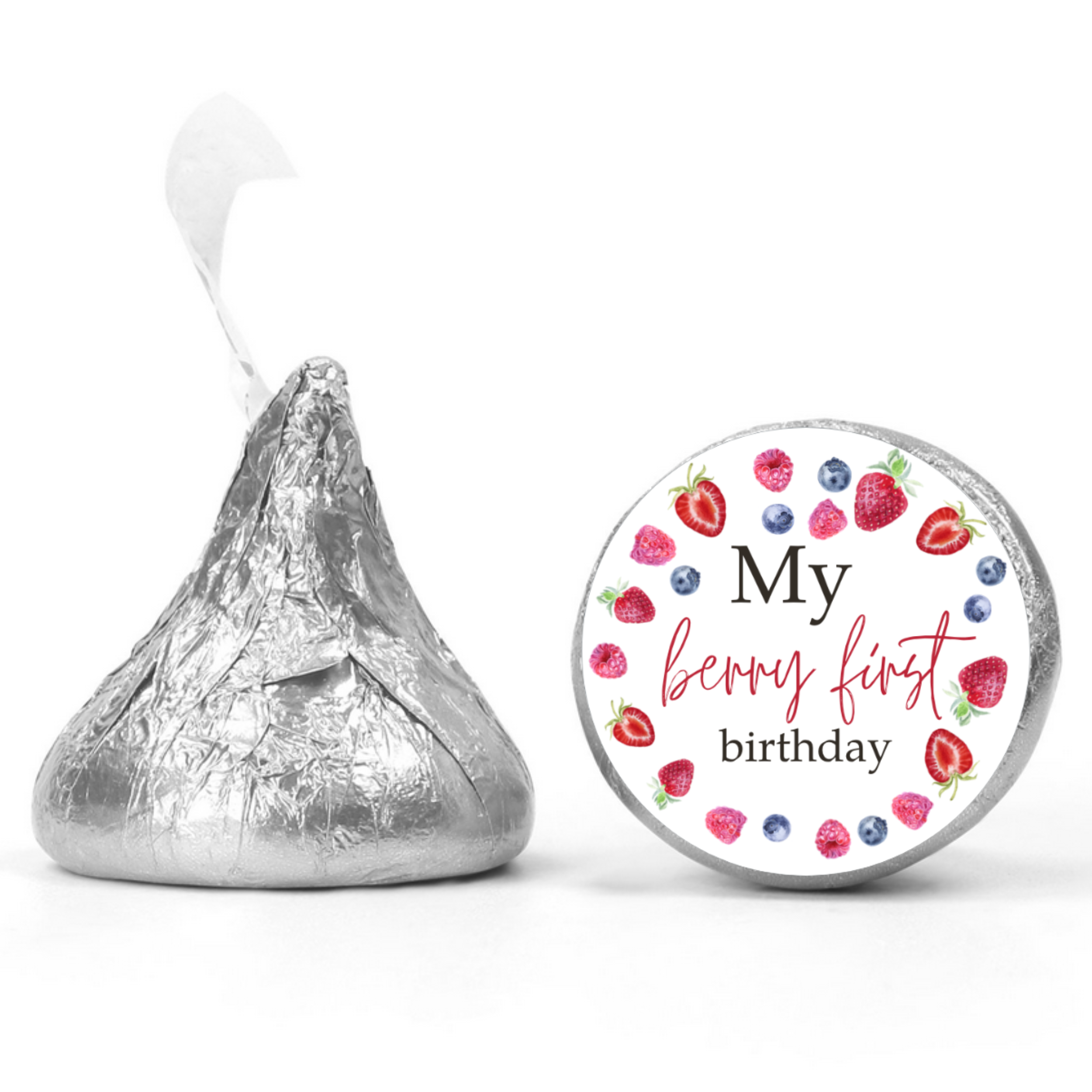 My Berry First Birthday Candy Kiss Stickers |100ct| Berry Theme| Glossy