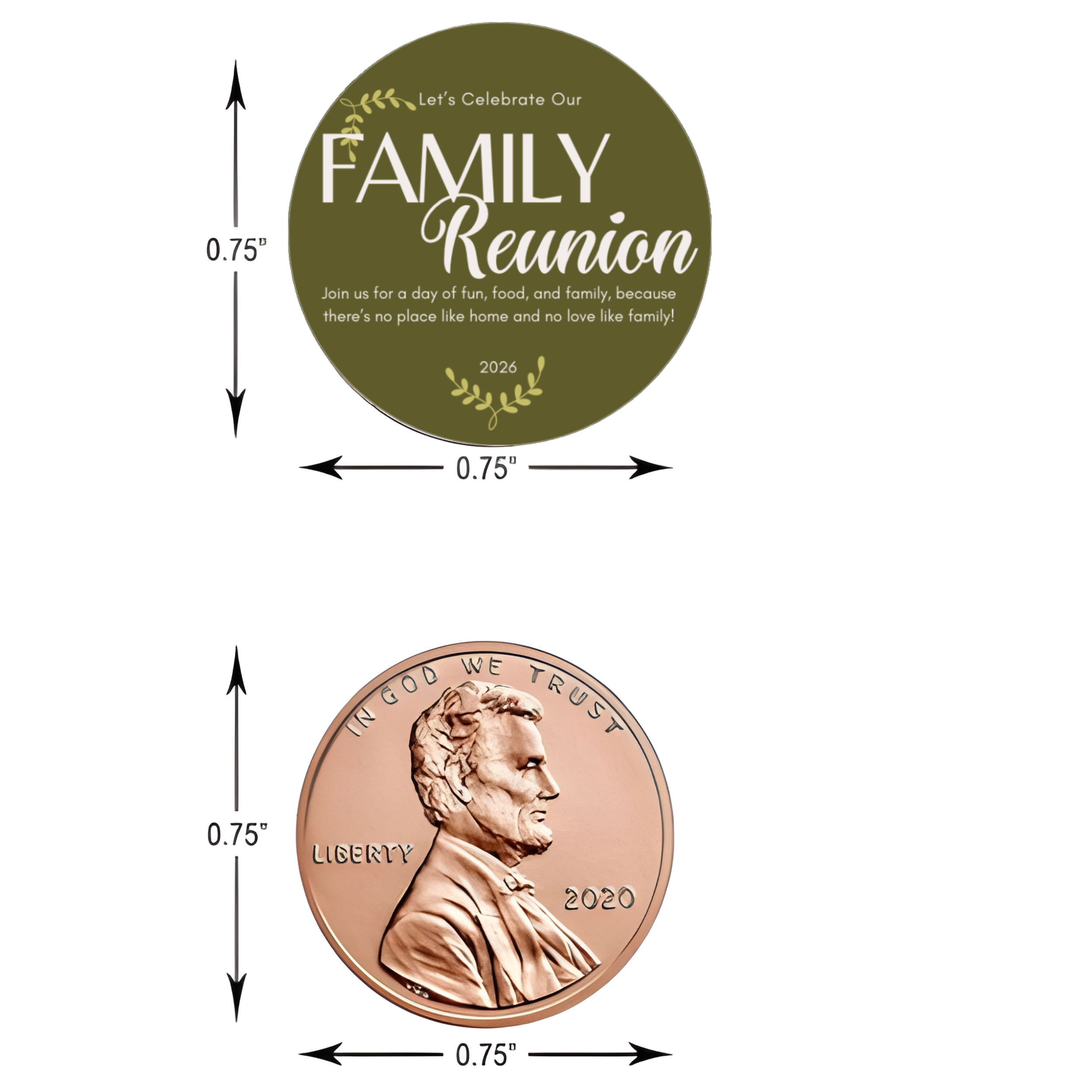 Lets Celebrate Our Family Reunion Candy Kiss Stickers | Green Party Decor | 100 Count |Glossy