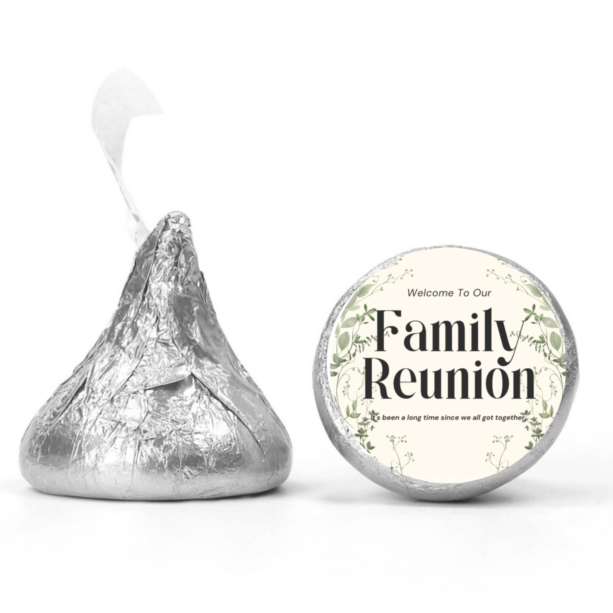 Family Reunion Candy Kiss Stickers | Floral Party Decor | Glossy Vinyl | 100 Count