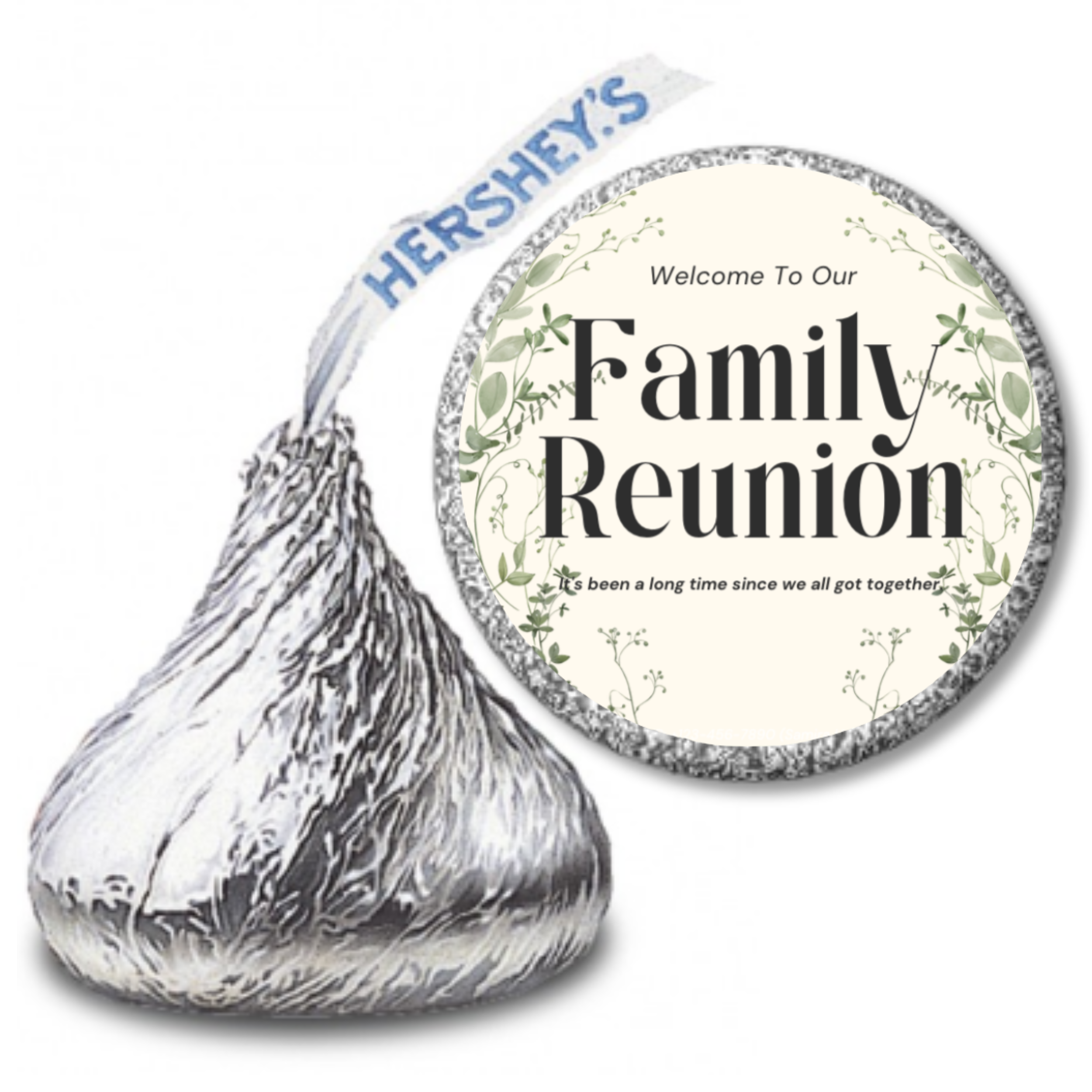 Family Reunion Candy Kiss Stickers | Floral Party Decor | Glossy Vinyl | 100 Count