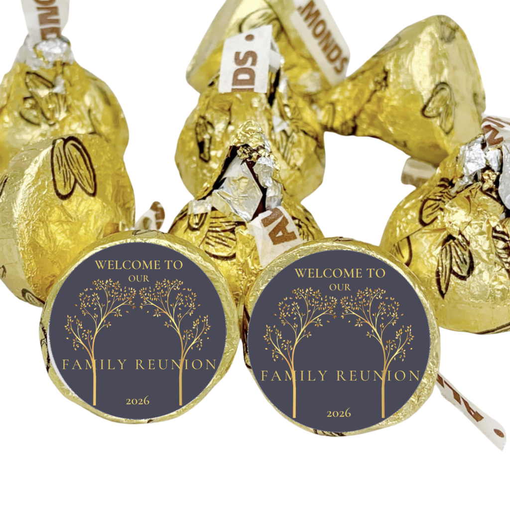 Welcome To Our Family Reunion Candy Stickers |Candy Kiss Labels 0.75in | Glossy | 100ct