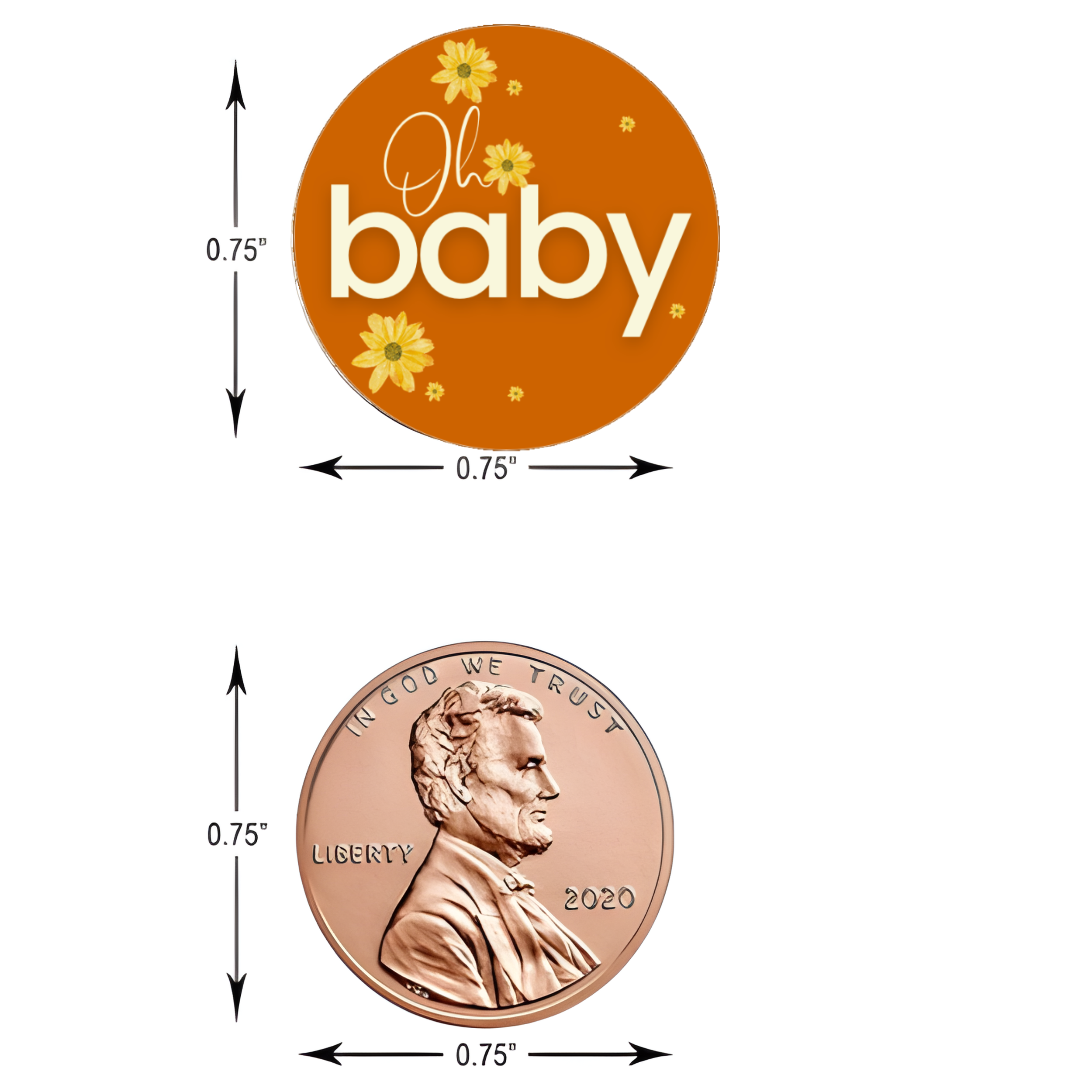Oh Baby Candy Kiss Stickers | Floral Baby Shower Decor | Glossy Vinyl | 100 Count