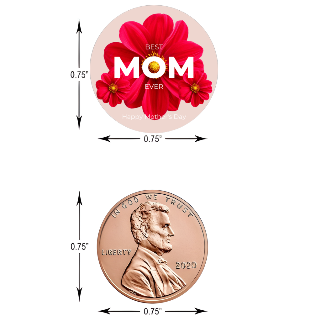 MOM Kiss Candy Stickers | Mothers Day Floral Labels | Mothers Day Party Favors | Glossy|100 Count