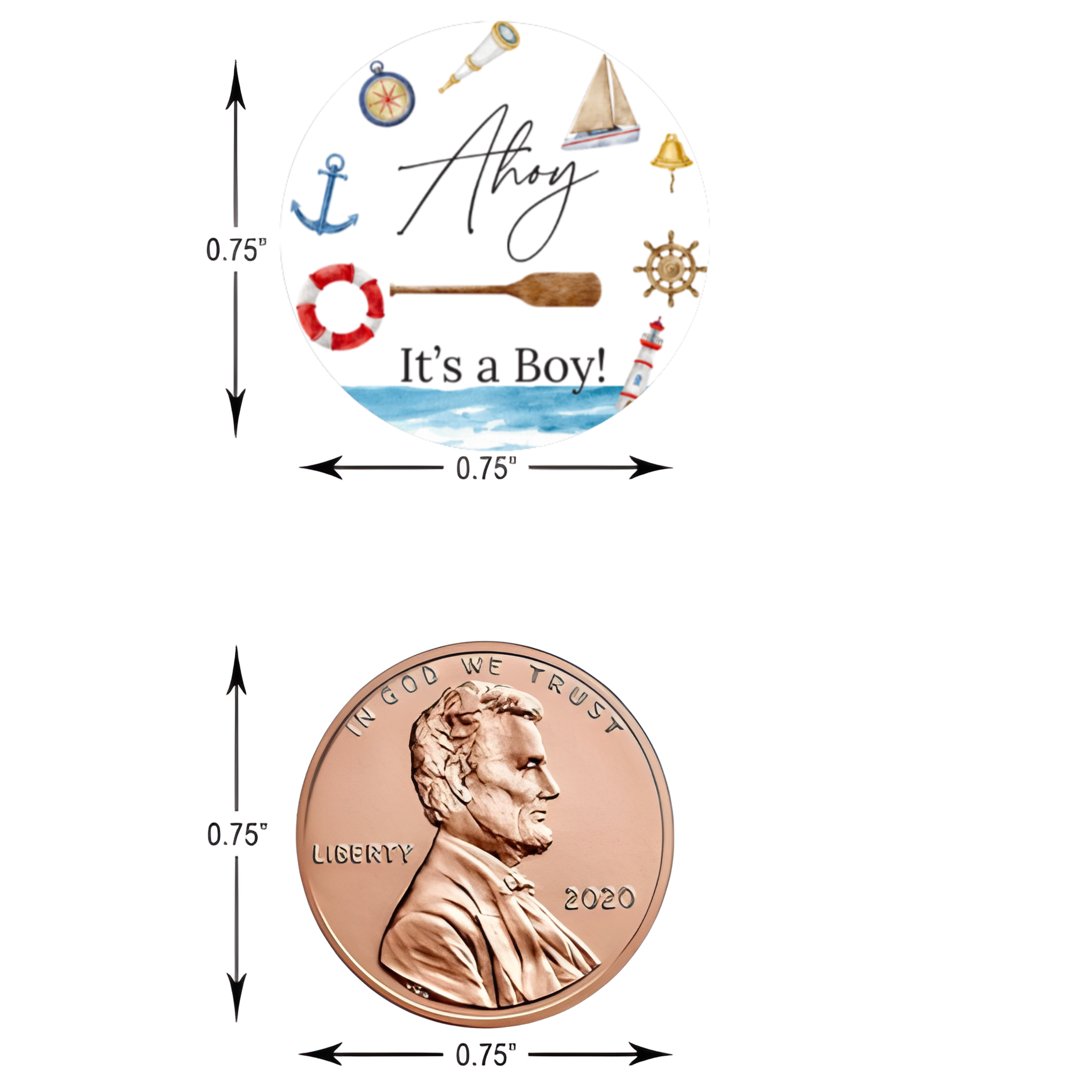 Ahoy Its A Boy Candy Kiss Stickers | Nautical Baby Shower Decor | Glossy Vinyl | 100 Count
