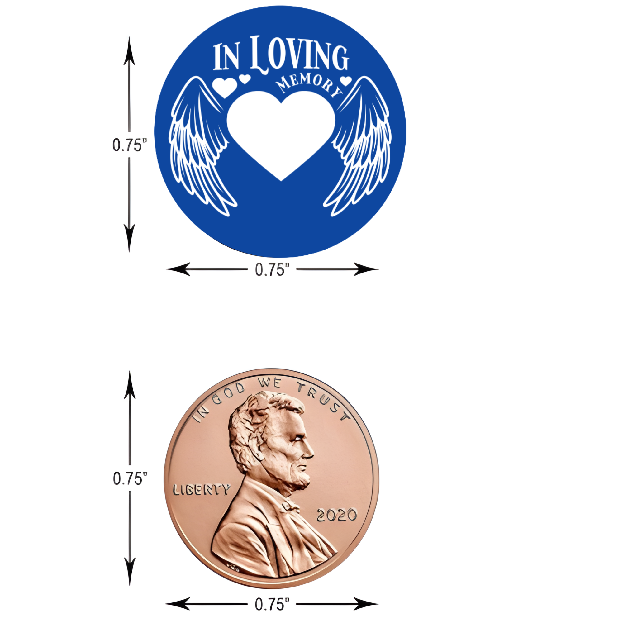 In Loving Memory Candy Stickers | Memorial Table Decor | Angel Wings Heart Design | Glossy | 100ct