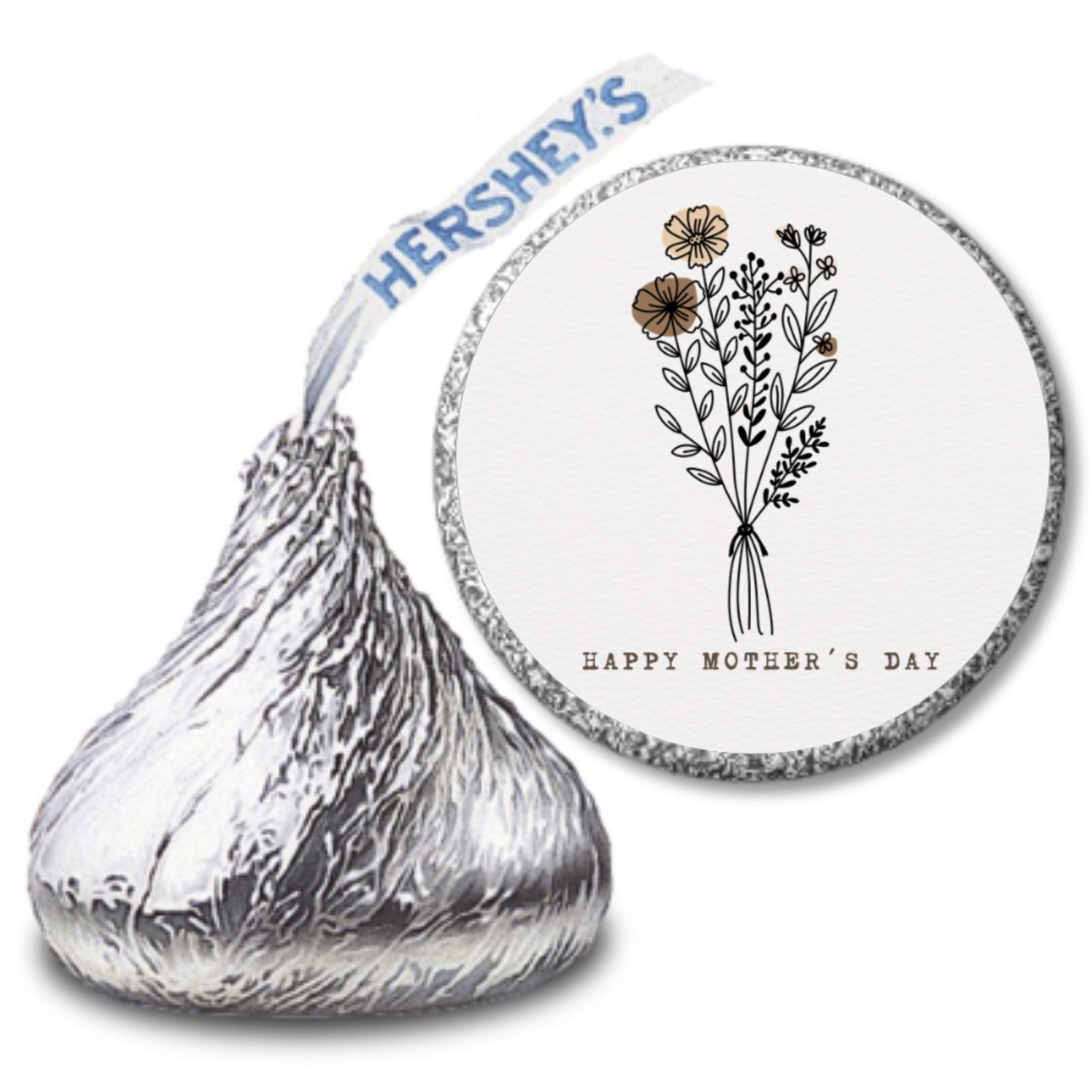 Mother’s Day Treat Stickers | Candy Kiss Labels 0.75in | Glossy | 100ct | Durable