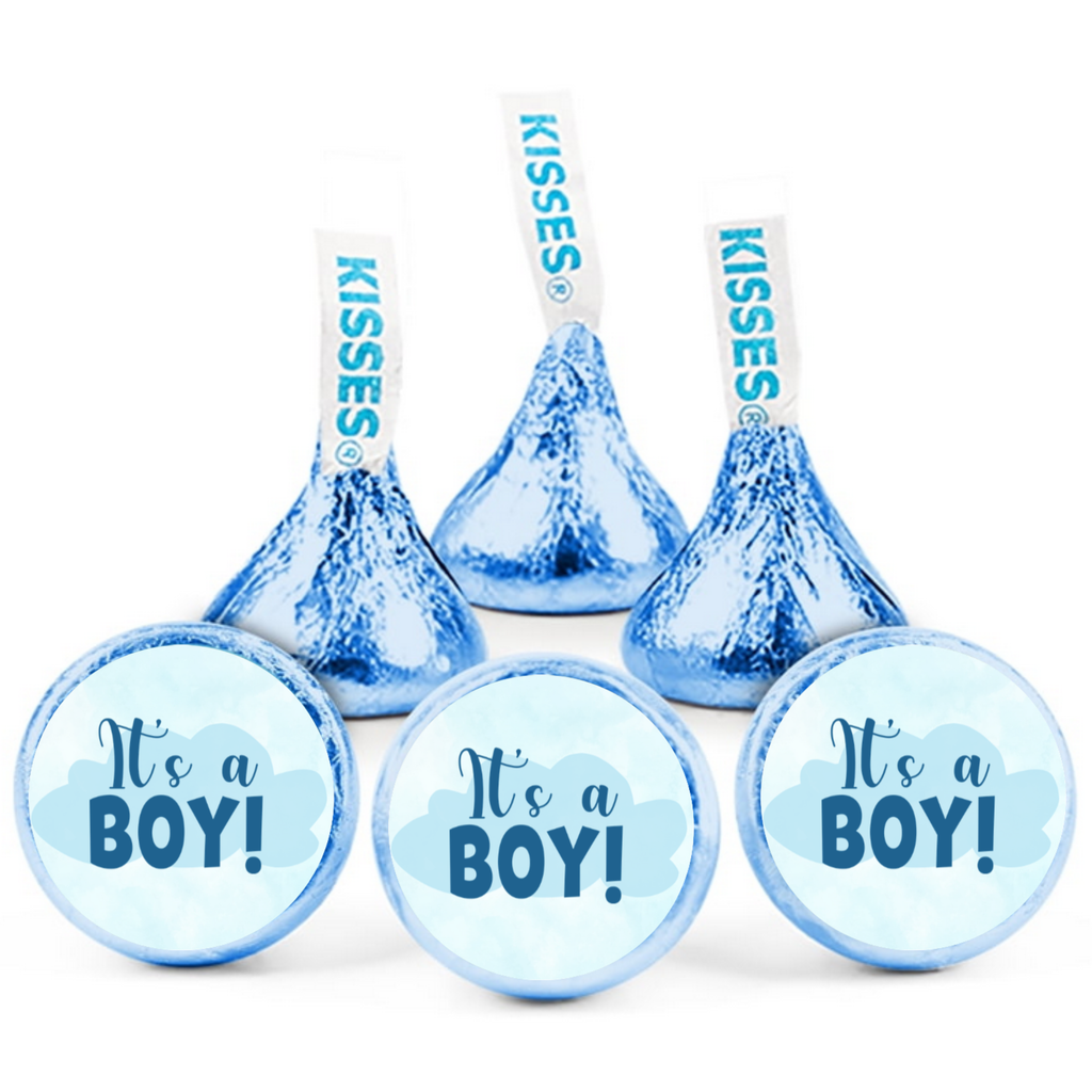 It's a Boy Kiss Candy Stickers | Baby Shower Favors | Glossy| 100 Count 0.75in